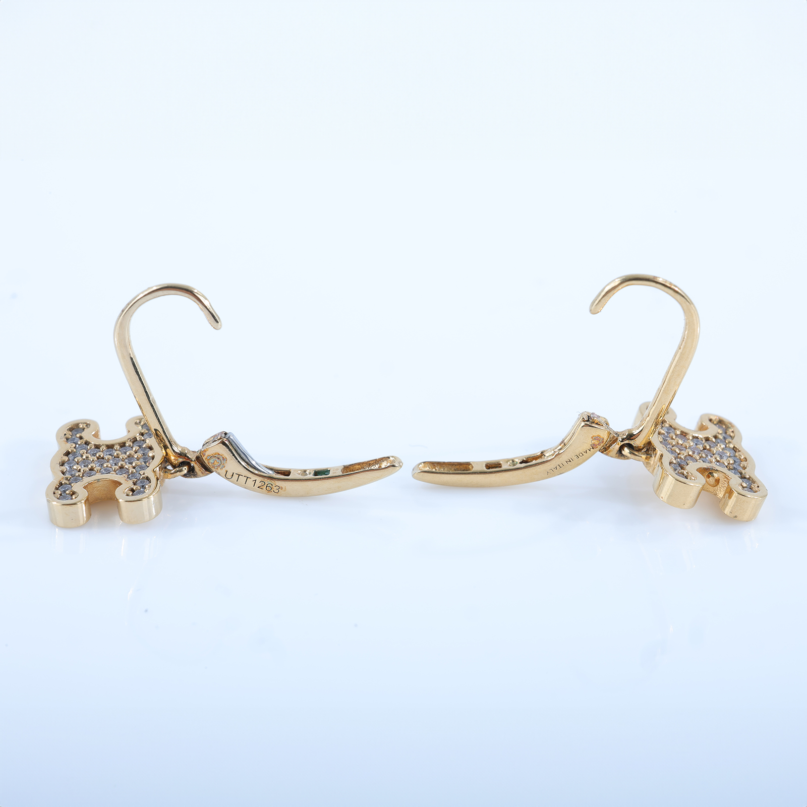 思琳 CELINE 飾面黃銅 水晶 萊茵石 耳釘 460GC6BZI 金LOGO水鑽耳環 原廠盒子/防塵袋