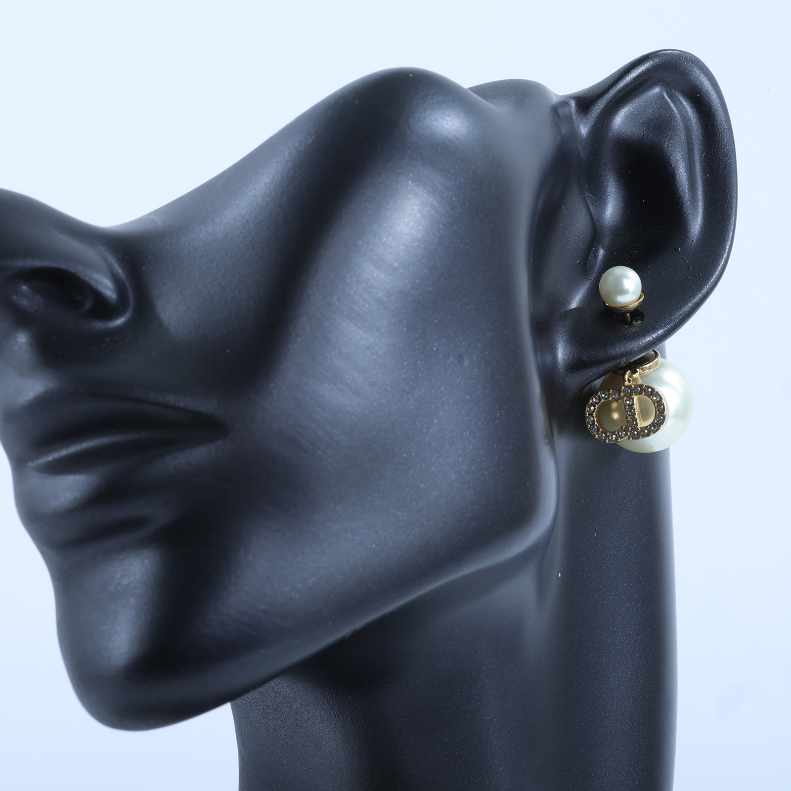 迪奧 CHRISTIAN DIOR Tribales 耳釘 E1038TRICY 金色珍珠LOGO耳環 原廠盒子