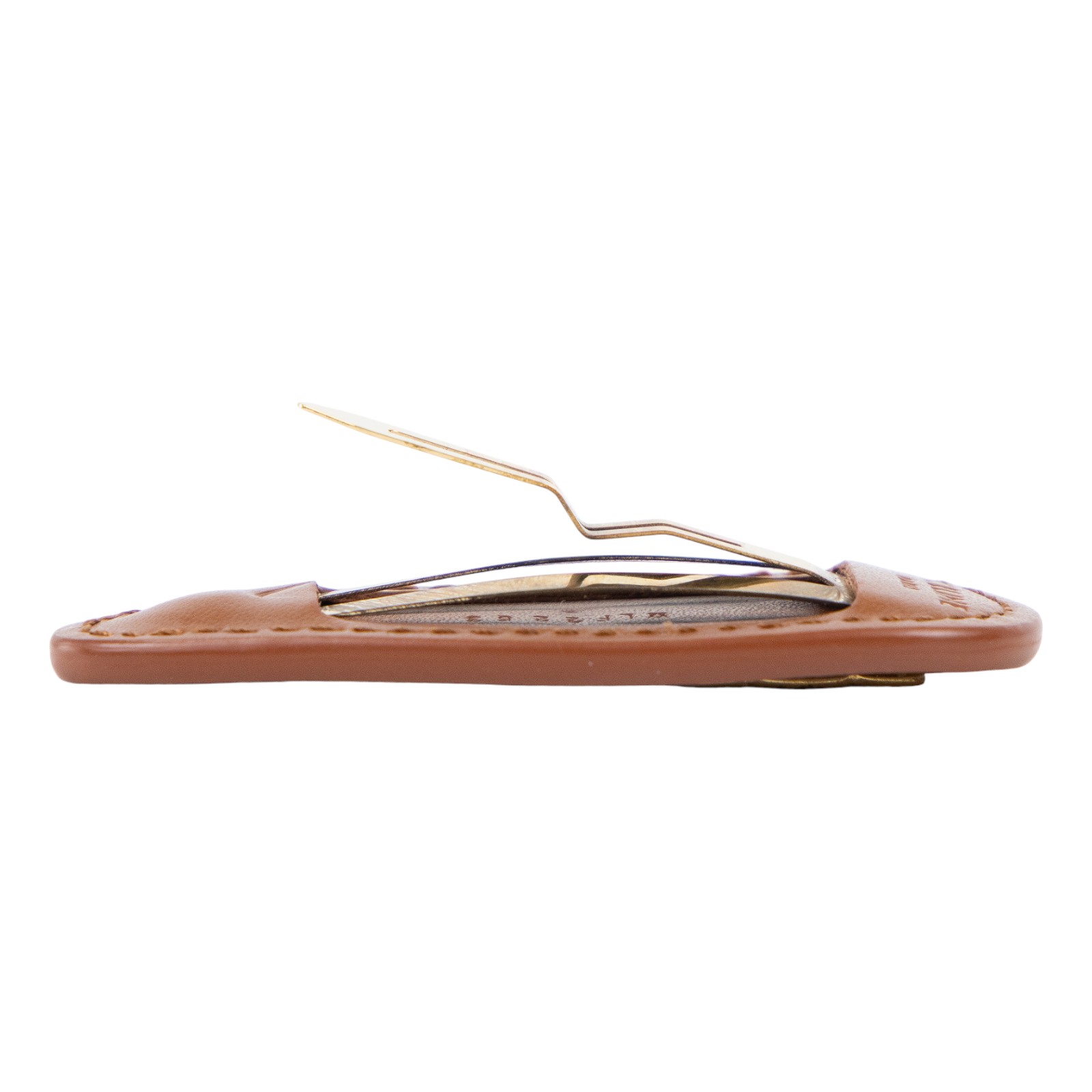 思琳 CELINE 飾面髮夾 460TD3BCS 金色LOGO皮髮夾 原廠盒子/防塵袋