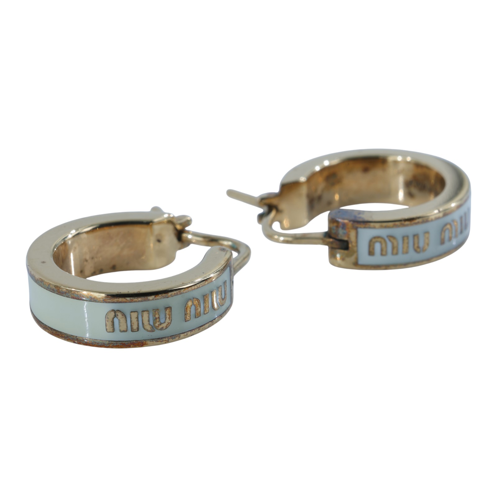 繆繆 MIU MIU 搪瓷 金屬 耳環 5IO103_2F6T 白金LOGO耳環 原廠盒子/保卡