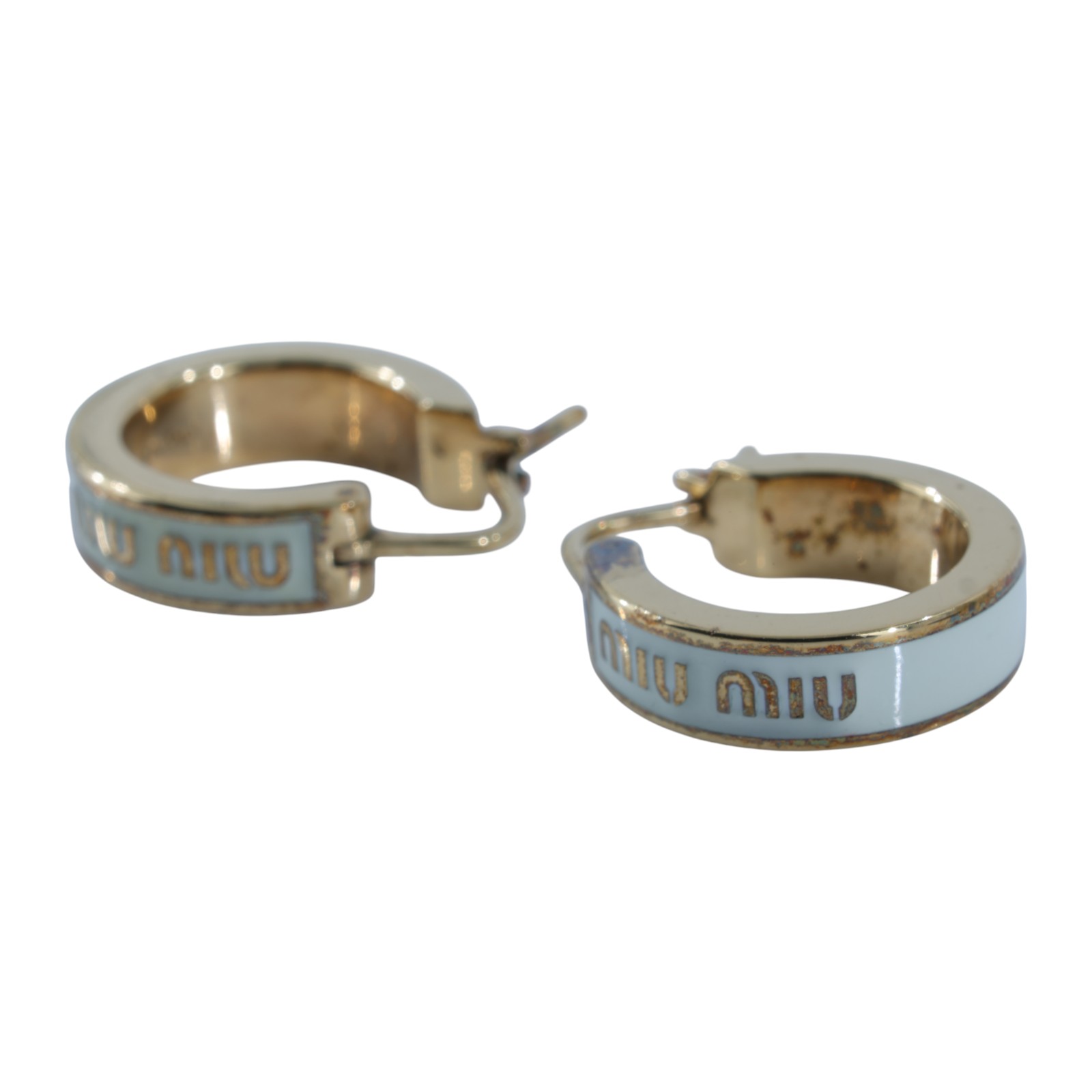 繆繆 MIU MIU 搪瓷 金屬 耳環 5IO103_2F6T 白金LOGO耳環 原廠盒子/保卡