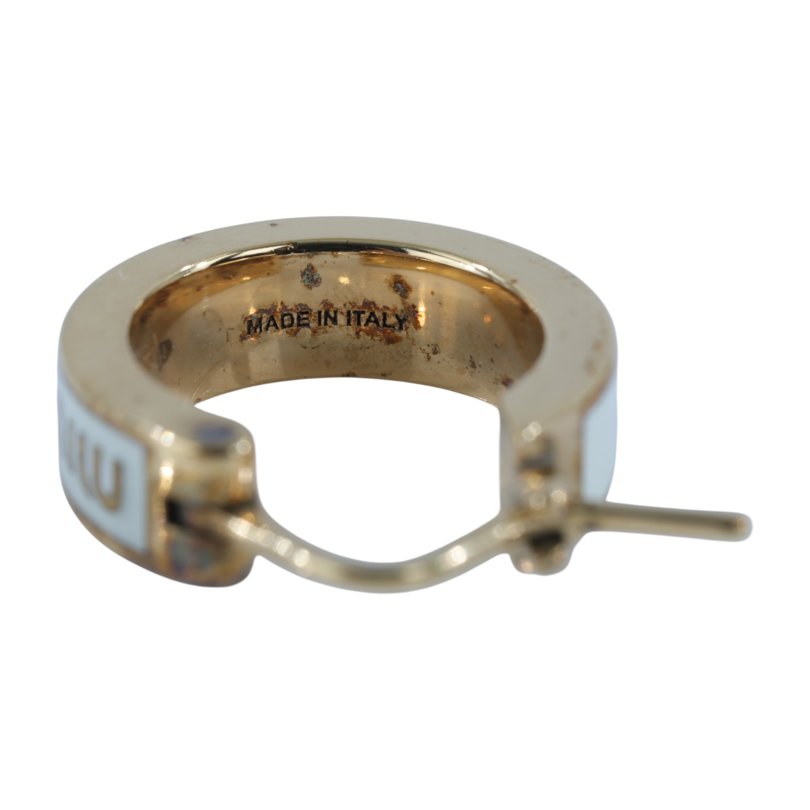 繆繆 MIU MIU 搪瓷 金屬 耳環 5IO103_2F6T 白金LOGO耳環 原廠盒子/保卡