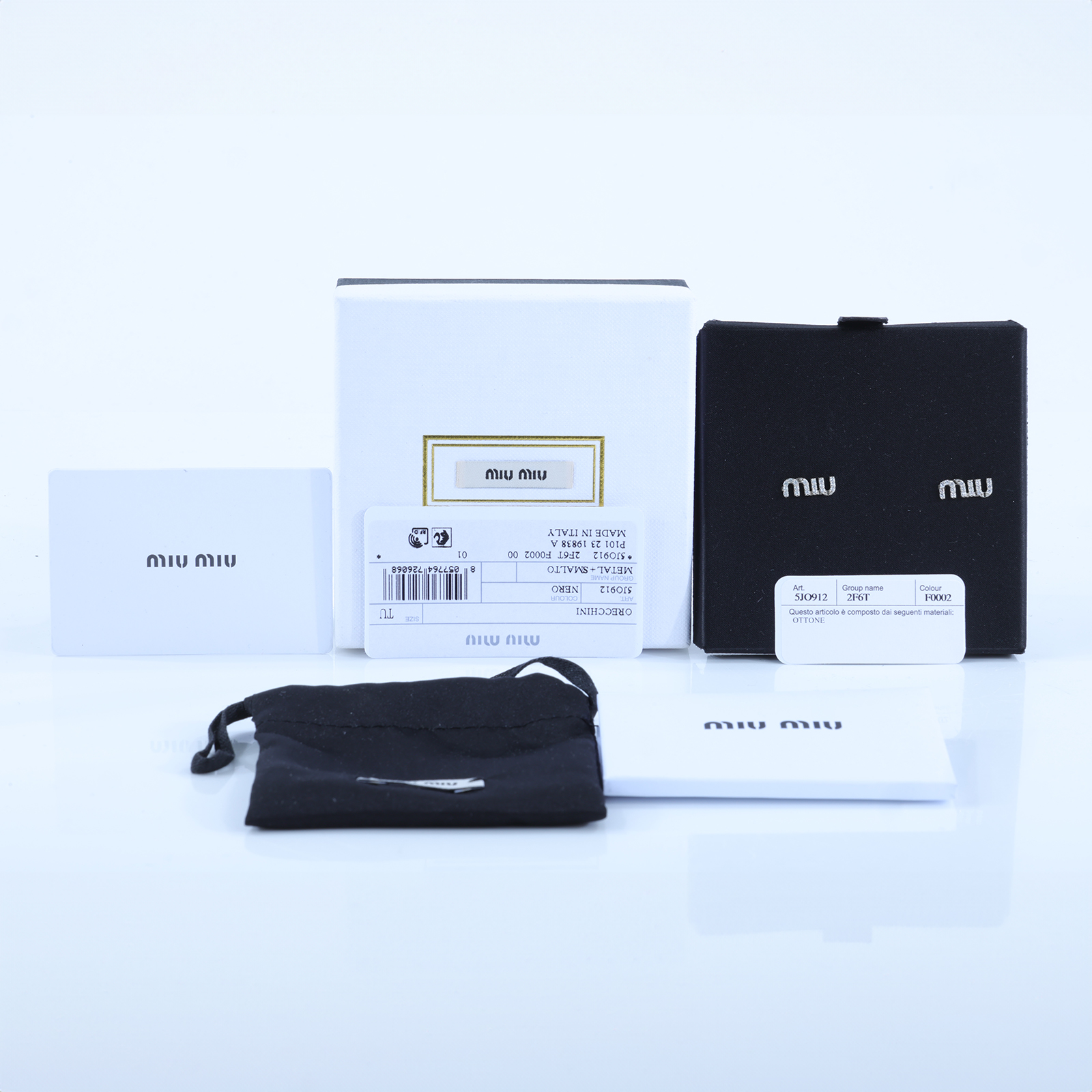 繆繆 MIU MIU 方形 耳釘 5JO912_2F6T 銀水鑽LOGO耳環 原廠盒子/防塵袋/保卡