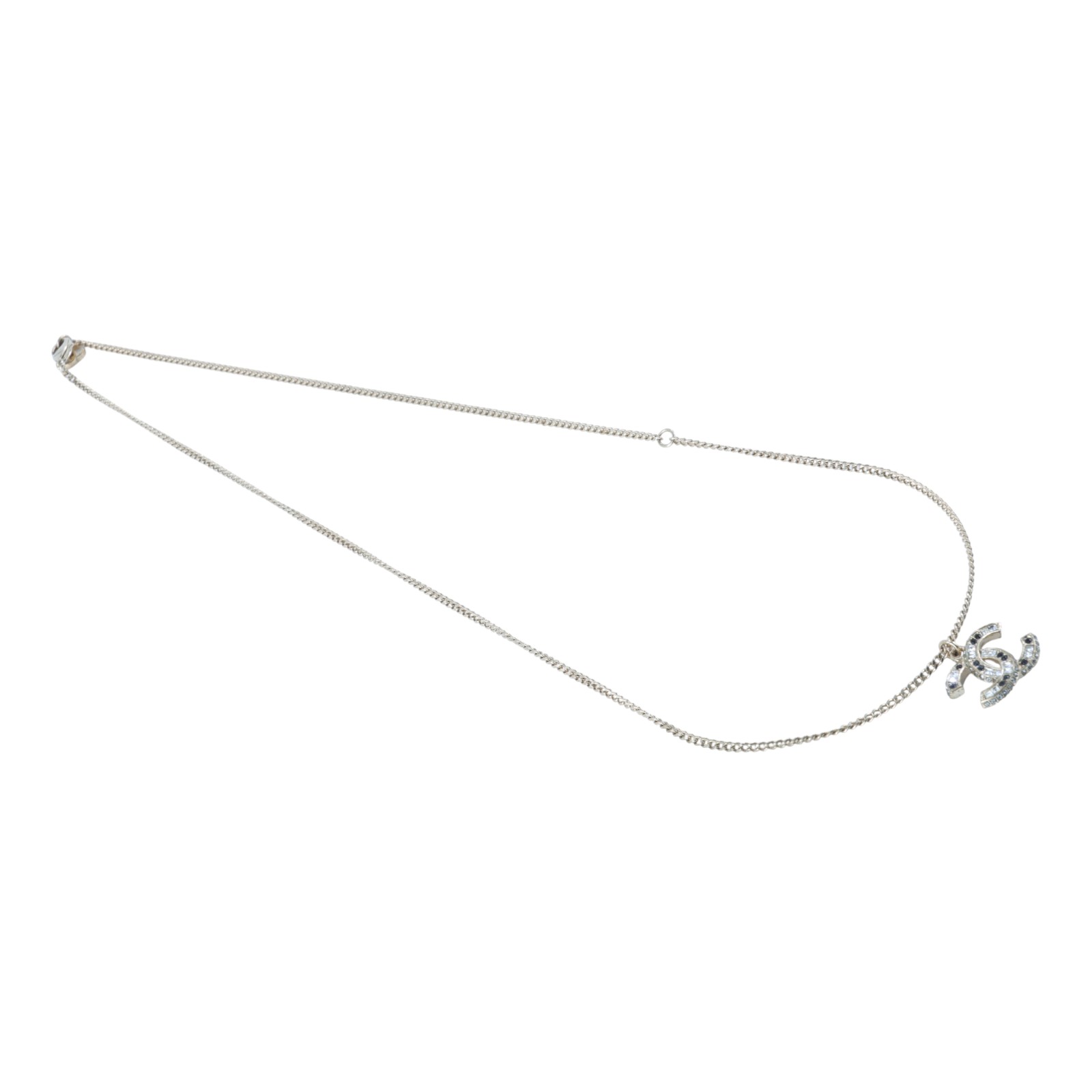 香奈兒 CHANEL CC LOGO 項鍊 A15B 黑白水鑽雙C項鍊 原廠盒子/內襯