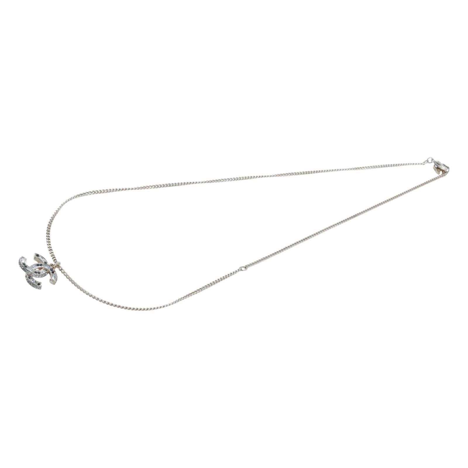 香奈兒 CHANEL CC LOGO 項鍊 A15B 黑白水鑽雙C項鍊 原廠盒子/內襯