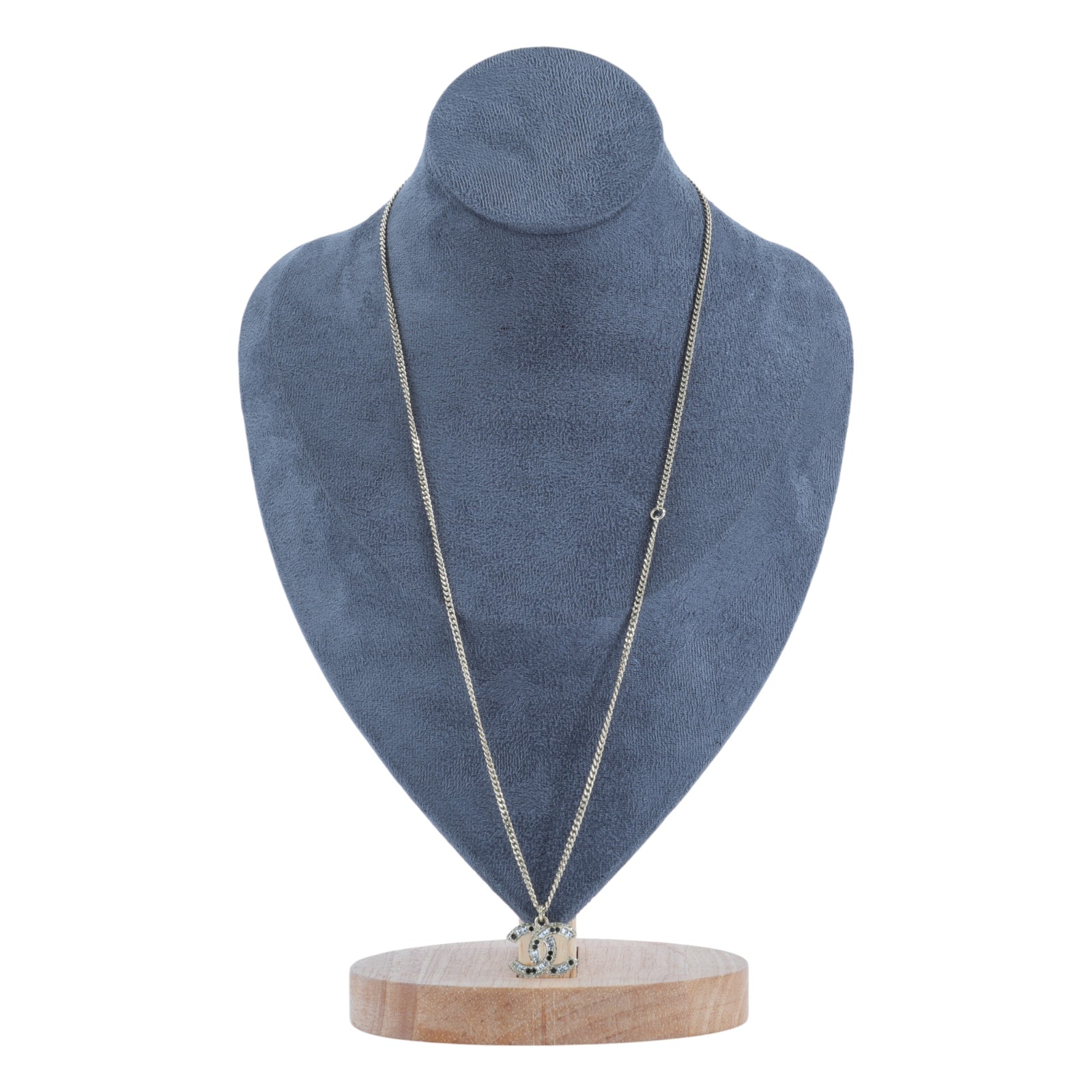 香奈兒 CHANEL CC LOGO 項鍊 A15B 黑白水鑽雙C項鍊 原廠盒子/內襯