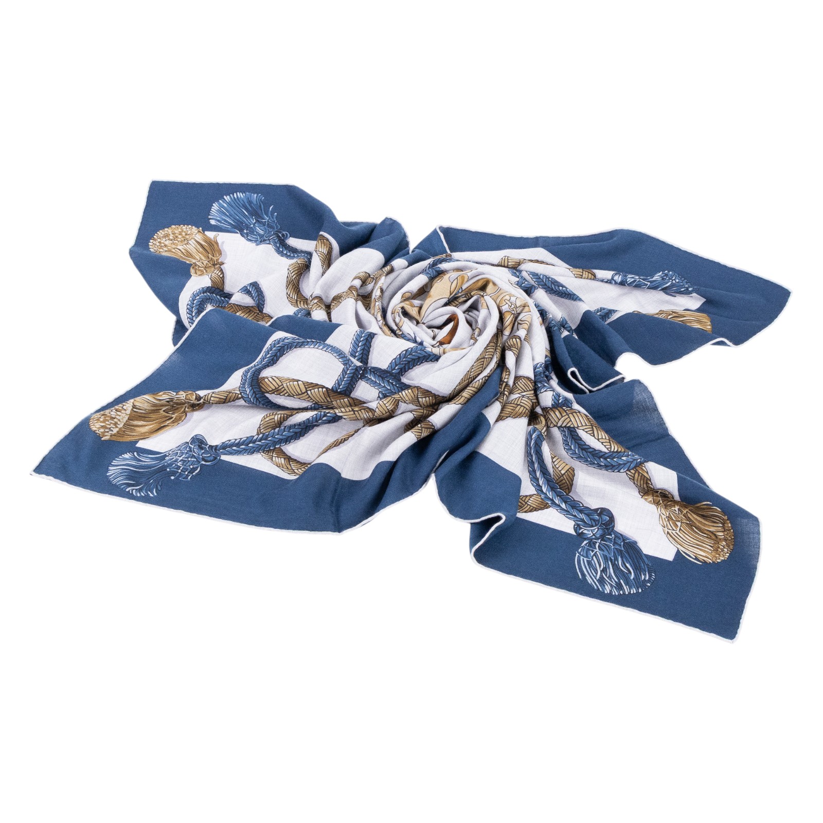 愛馬仕 Hermes Palefroi 140披肩 淺海軍藍 雲紋灰 青銅色 H241423Sv01  藍馬圖喀什米爾圍巾 原廠盒子