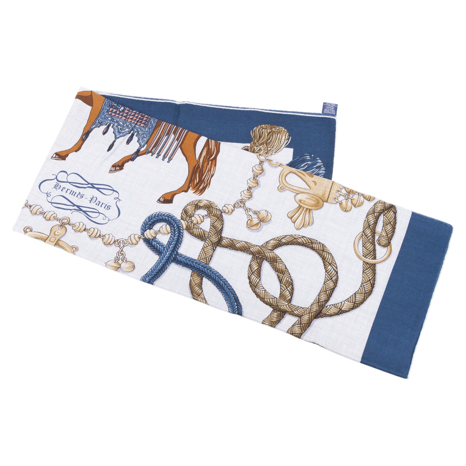 愛馬仕 Hermes Palefroi 140披肩 淺海軍藍 雲紋灰 青銅色 H241423Sv01  藍馬圖喀什米爾圍巾 原廠盒子