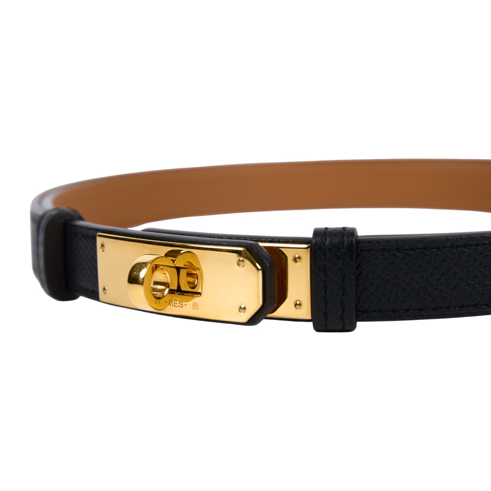 愛馬仕 Hermes Kelly 18 腰帶 黑色 金色五金 H069853CC89 K UY 200 TM K刻黑KELLY皮帶 防塵袋