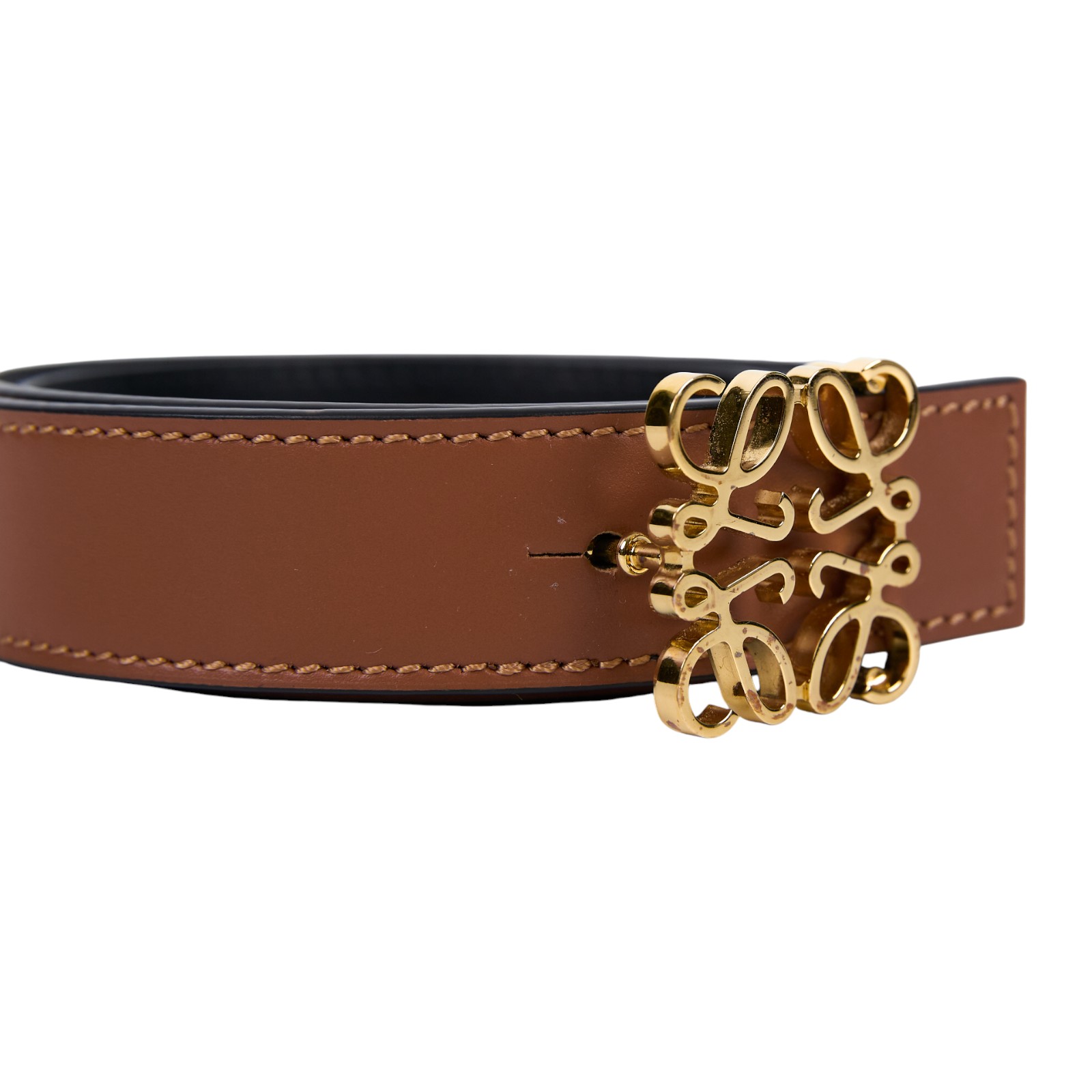 羅意威 LOEWE Anagram 雙面腰帶 E821Z26X03_85 棕LOGO皮帶 防塵袋