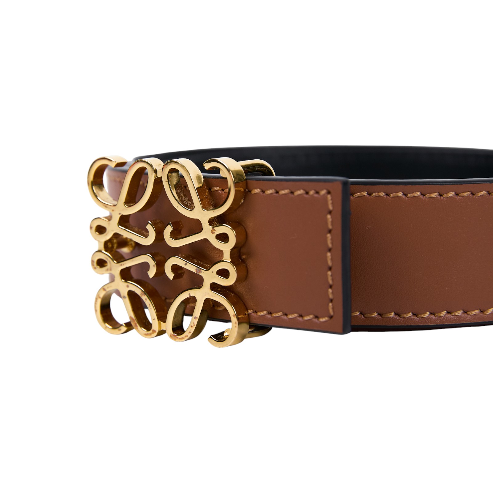 羅意威 LOEWE Anagram 雙面腰帶 E821Z26X03_85 棕LOGO皮帶 防塵袋