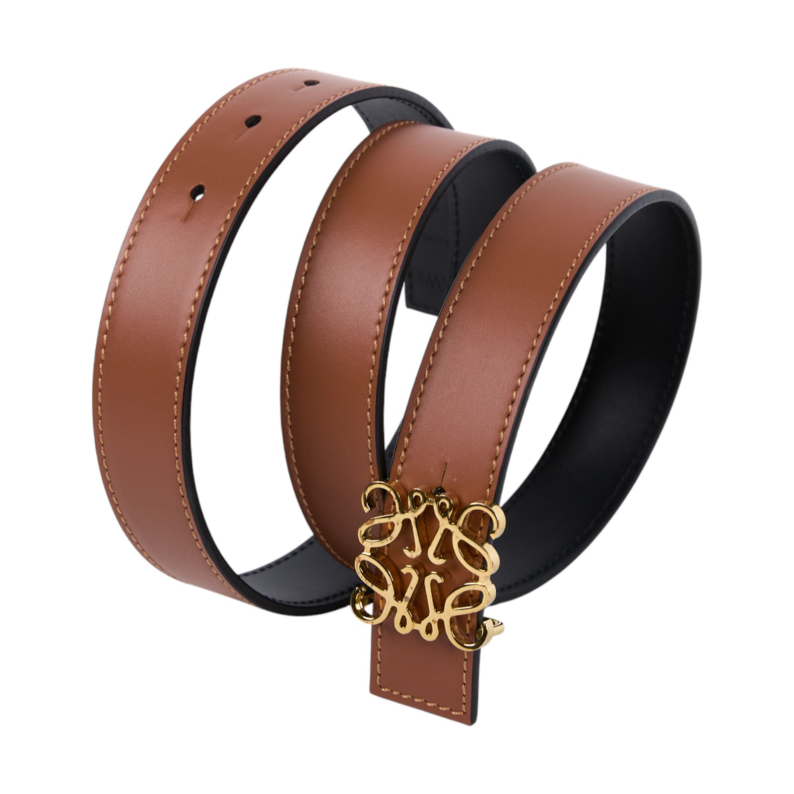 羅意威 LOEWE Anagram 雙面腰帶 E821Z26X03_85 棕LOGO皮帶 防塵袋