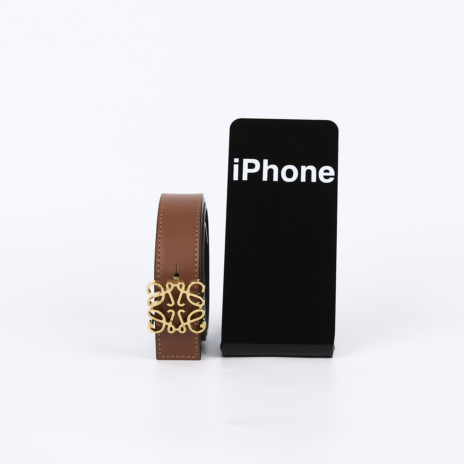 羅意威 LOEWE Anagram 雙面腰帶 E821Z26X03_85 棕LOGO皮帶 防塵袋