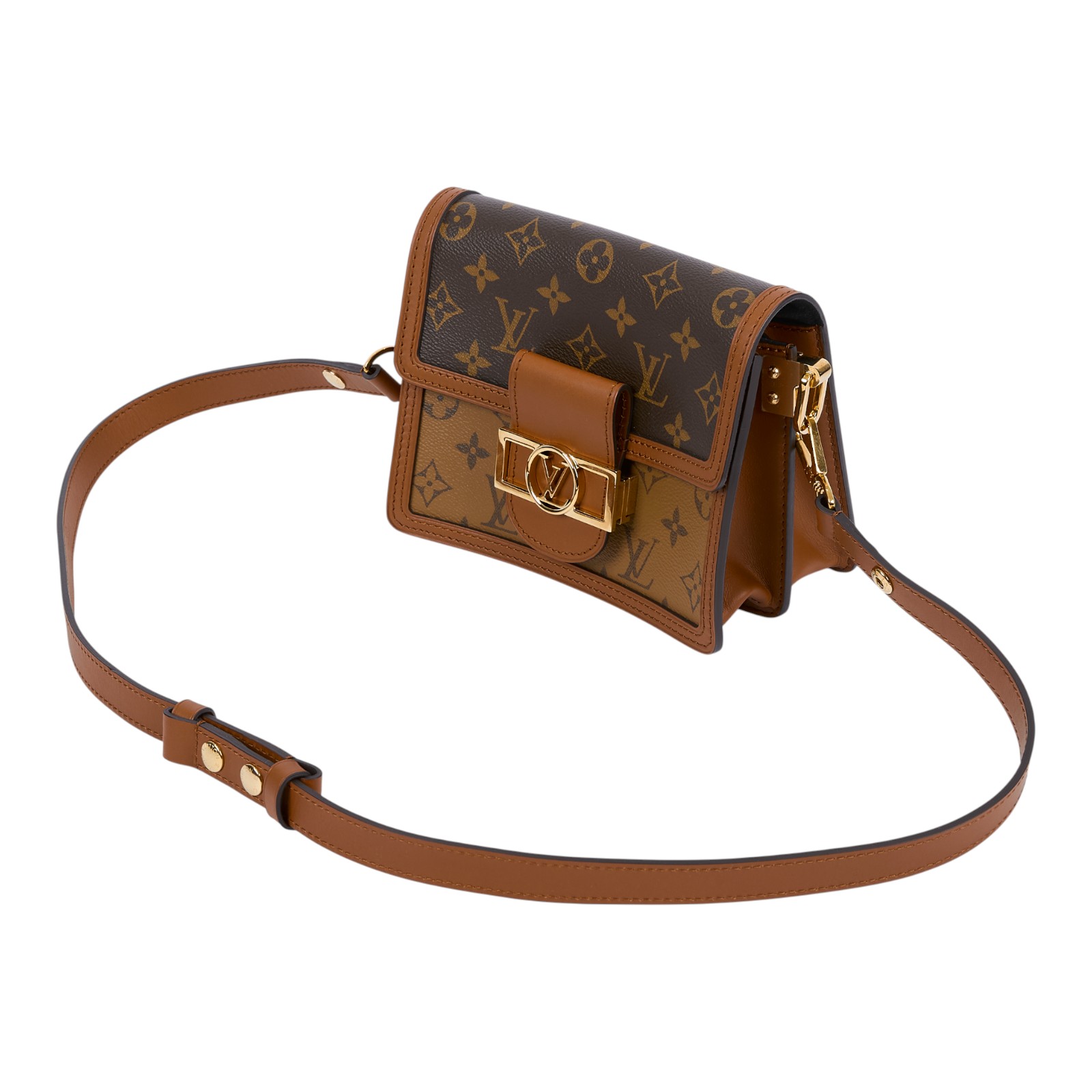 路易威登 LOUIS VUITTON Mini Dauphine Reverse皮革飾邊 迷你 達芙妮 肩背 斜背包 M44580  原廠盒子/防塵袋