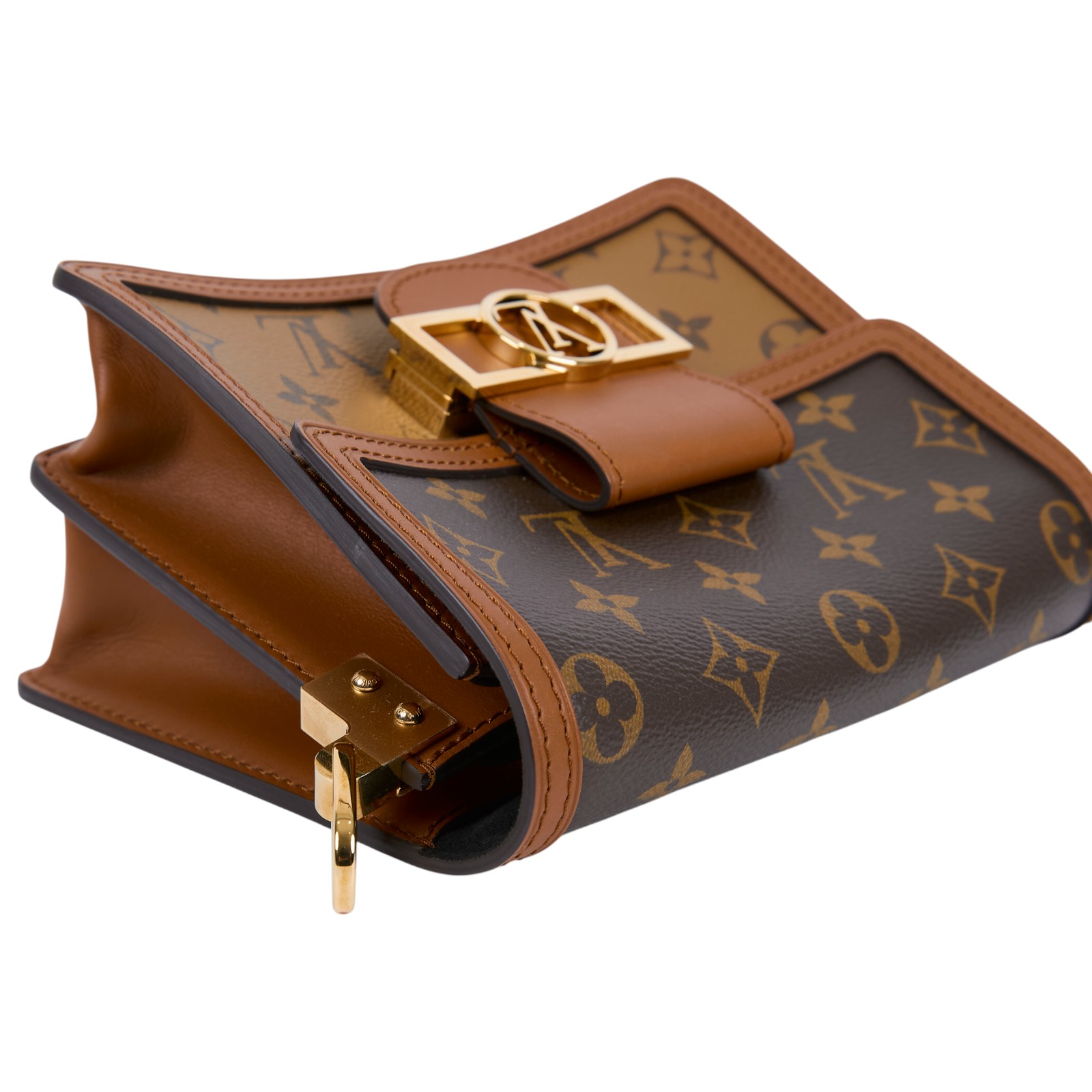 路易威登 LOUIS VUITTON Mini Dauphine Reverse皮革飾邊 迷你 達芙妮 肩背 斜背包 M44580  原廠盒子/防塵袋