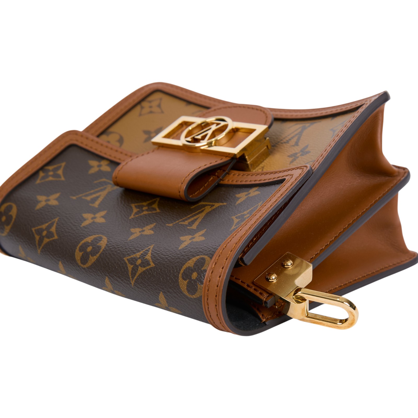 路易威登 LOUIS VUITTON Mini Dauphine Reverse皮革飾邊 迷你 達芙妮 肩背 斜背包 M44580  原廠盒子/防塵袋