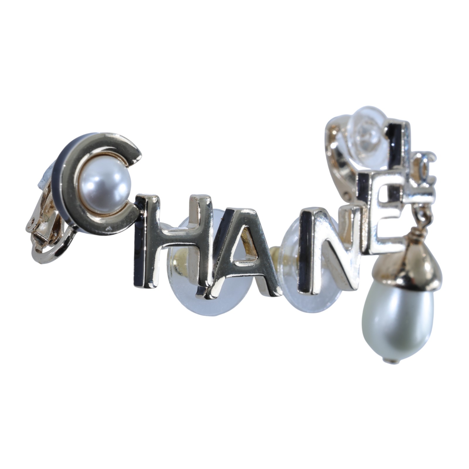 香奈兒 CHANEL 珍珠 耳環 耳釘 A22K 金字母耳環 原廠盒子/底襯