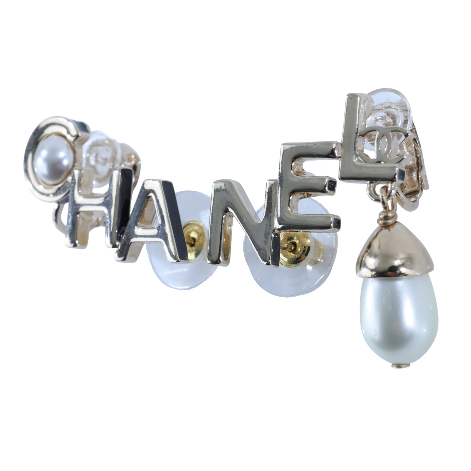 香奈兒 CHANEL 珍珠 耳環 耳釘 A22K 金字母耳環 原廠盒子/底襯