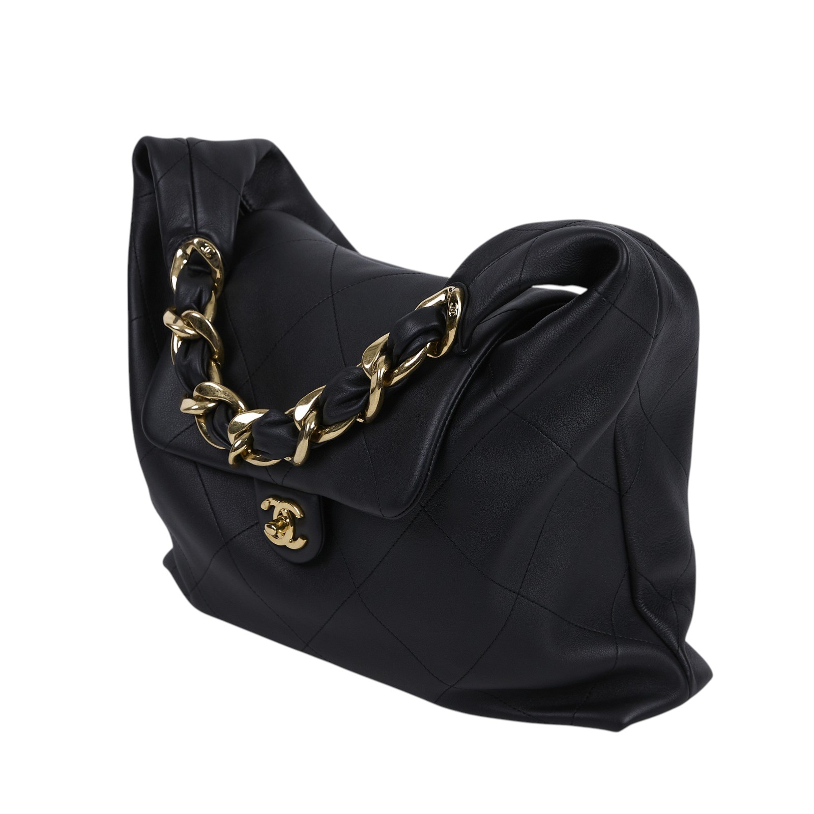 香奈兒 CHANEL 流浪包 Ｍaxi Hobo Bag 超大型 肩背包 AS5838 晶片款 黑牛皮超大型流浪包 原廠盒子/防塵袋/購買證明