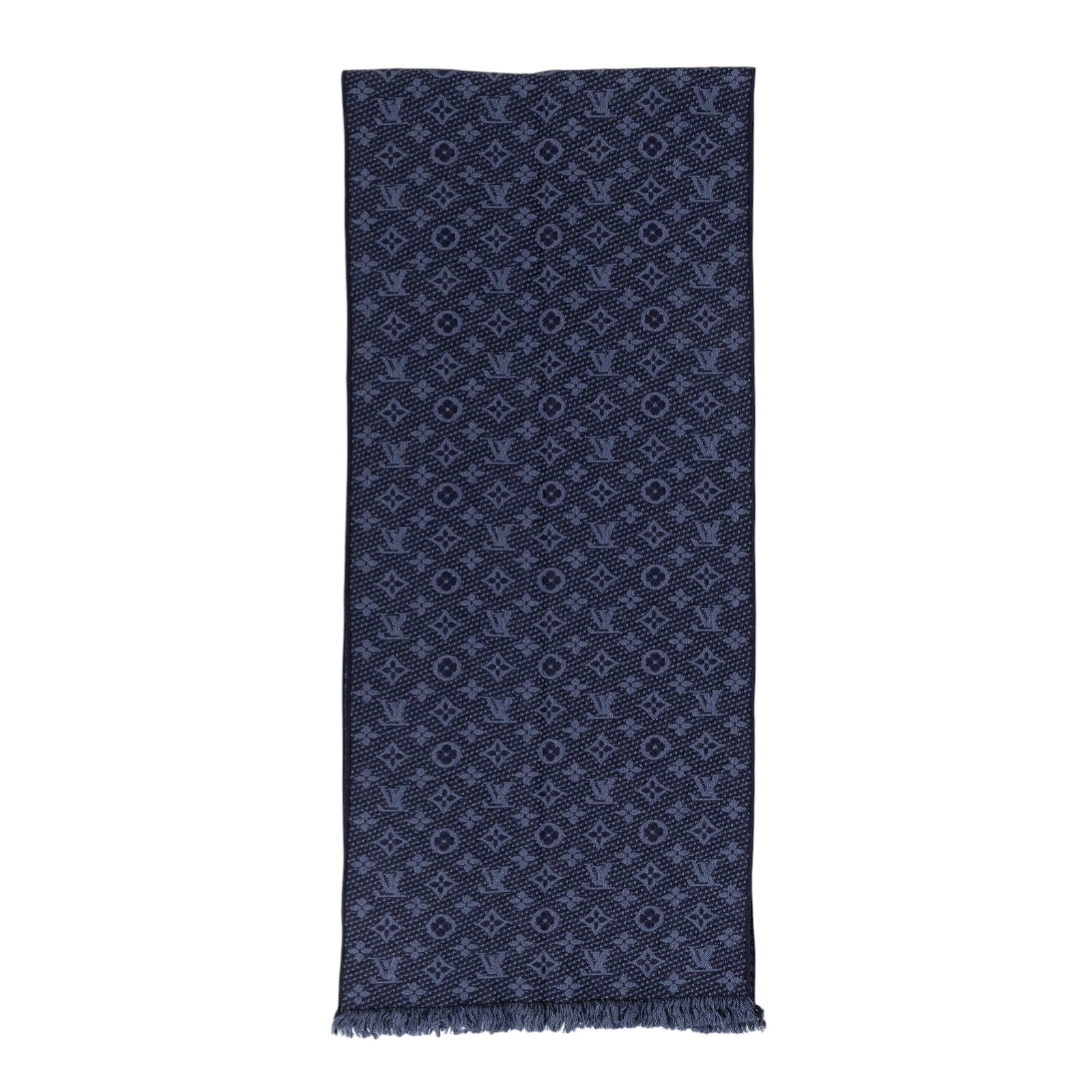 路易威登 LOUIS VUITTON Monogram Classic 圍巾 M78525 海軍藍Monogram Classic 圍巾 原廠盒子