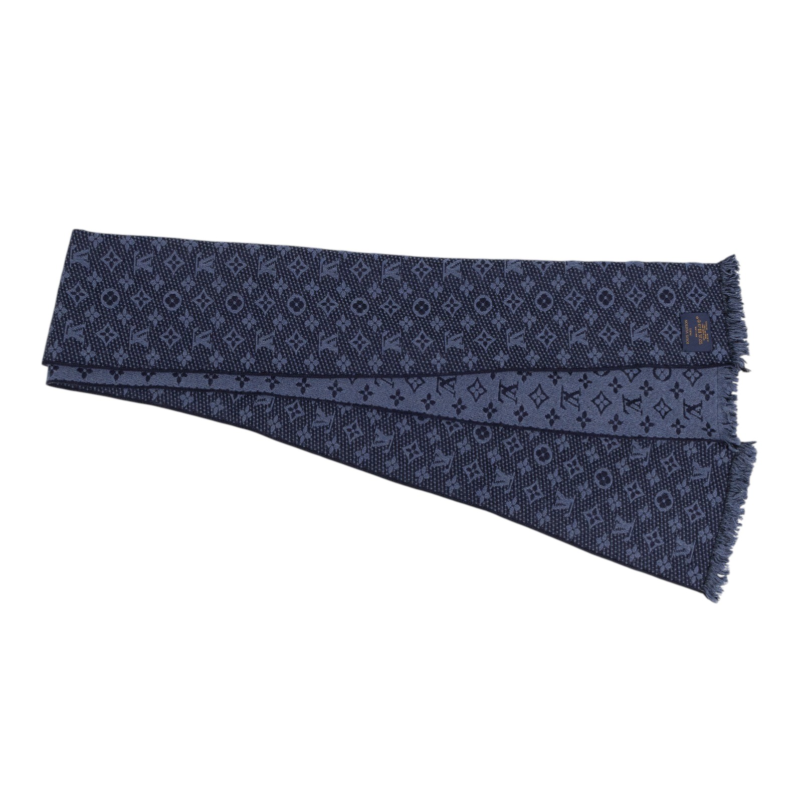 路易威登 LOUIS VUITTON Monogram Classic 圍巾 M78525 海軍藍Monogram Classic 圍巾 原廠盒子