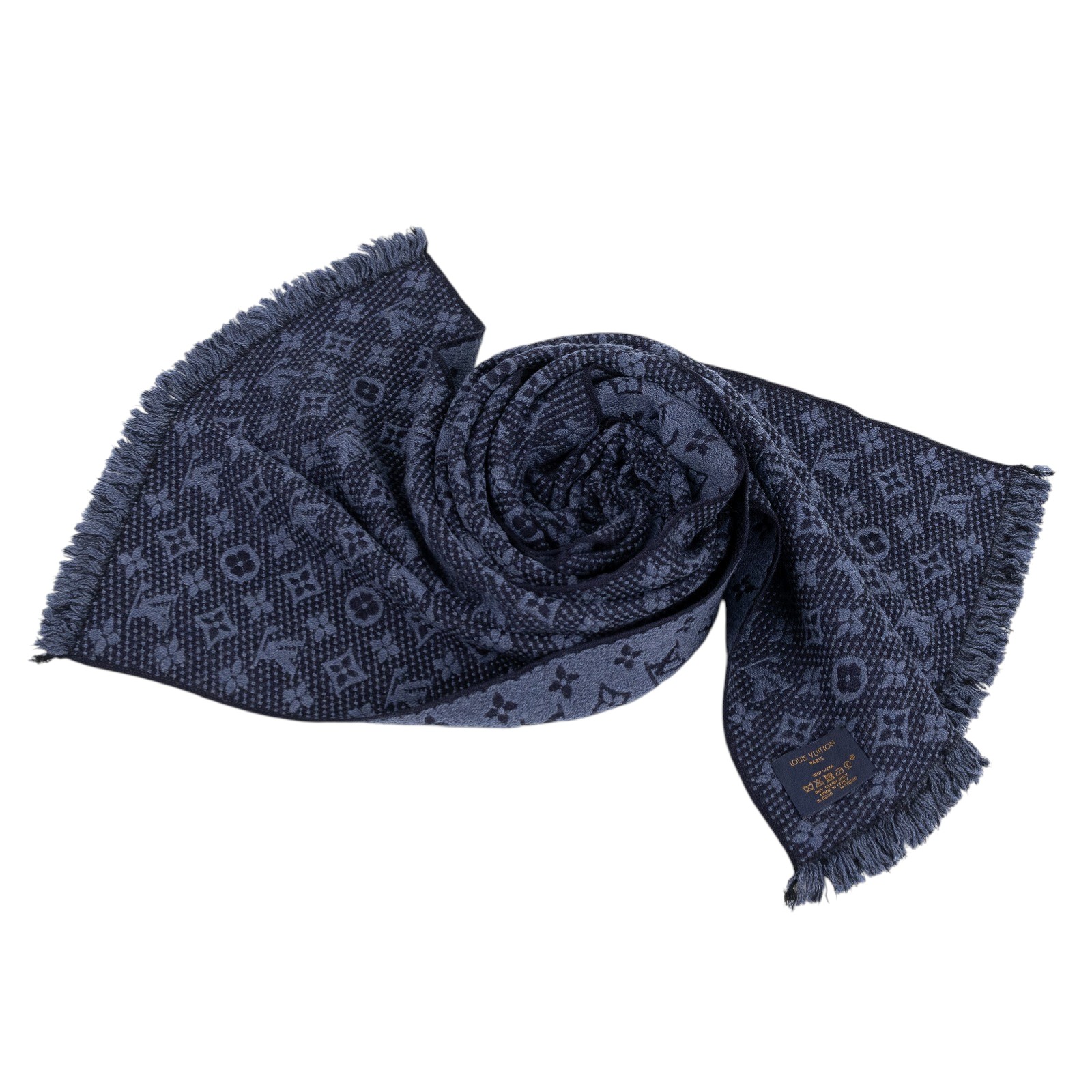 路易威登 LOUIS VUITTON Monogram Classic 圍巾 M78525 海軍藍Monogram Classic 圍巾 原廠盒子