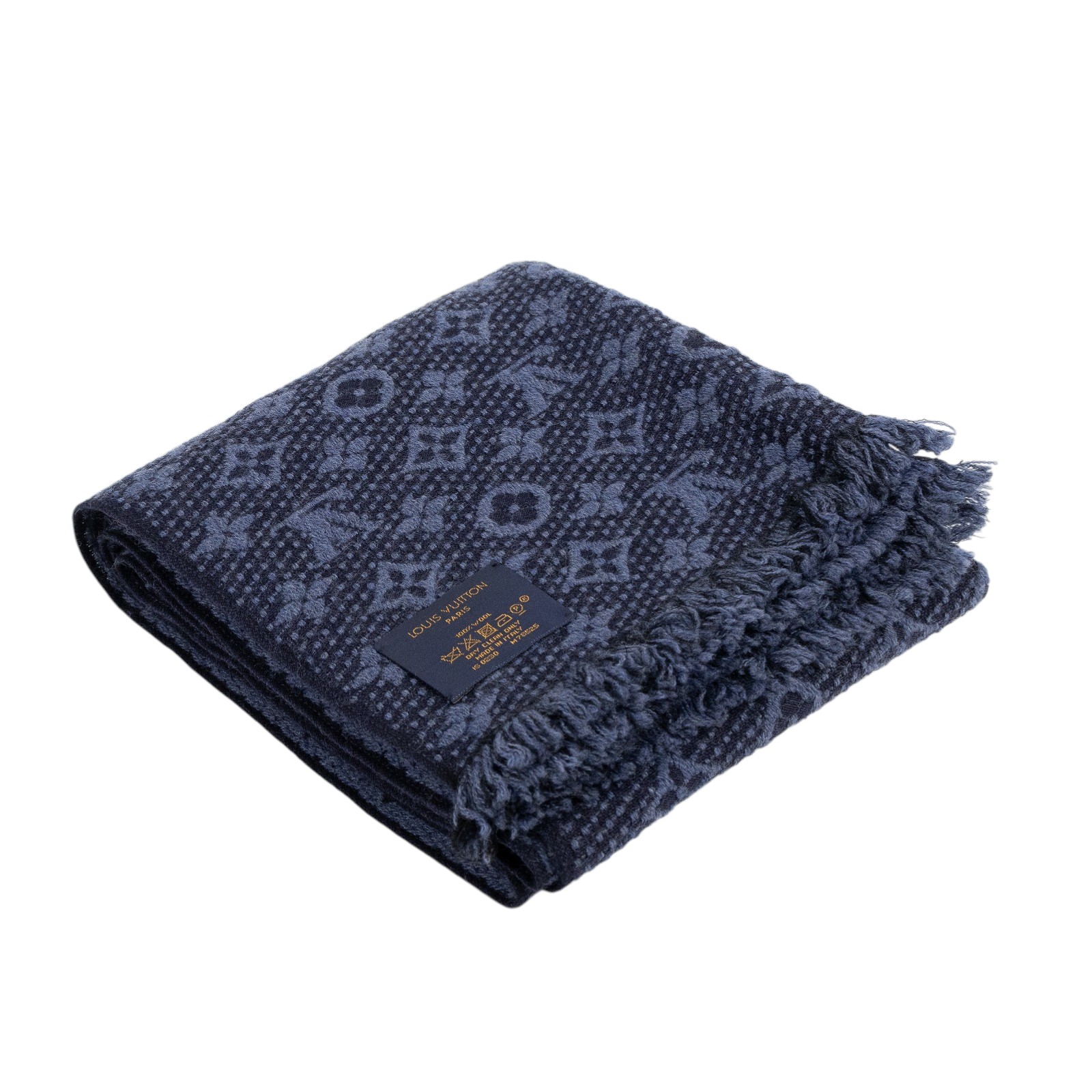 路易威登 LOUIS VUITTON Monogram Classic 圍巾 M78525 海軍藍Monogram Classic 圍巾 原廠盒子