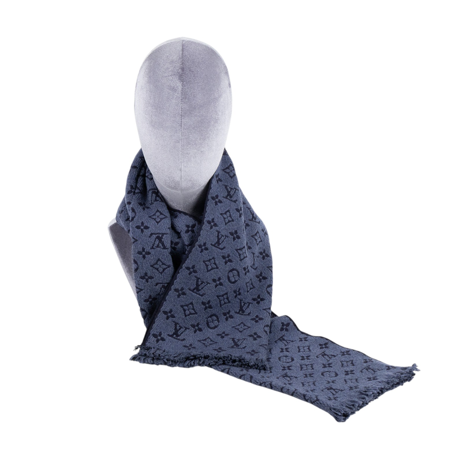 路易威登 LOUIS VUITTON Monogram Classic 圍巾 M78525 海軍藍Monogram Classic 圍巾 原廠盒子