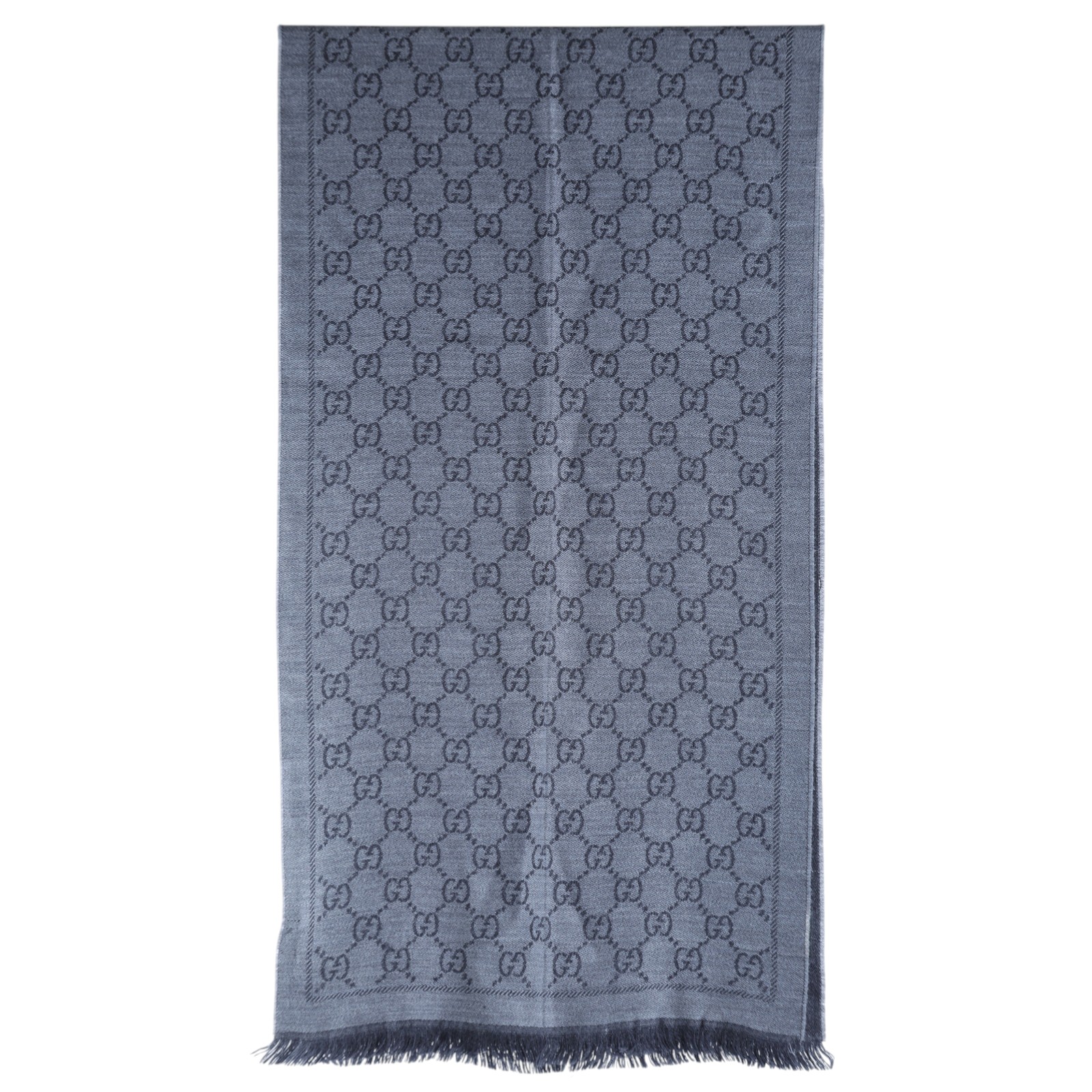 古馳 GUCCI GG 披肩 圍巾 133483 3G200 黑灰色GG圍巾 無附屬品
