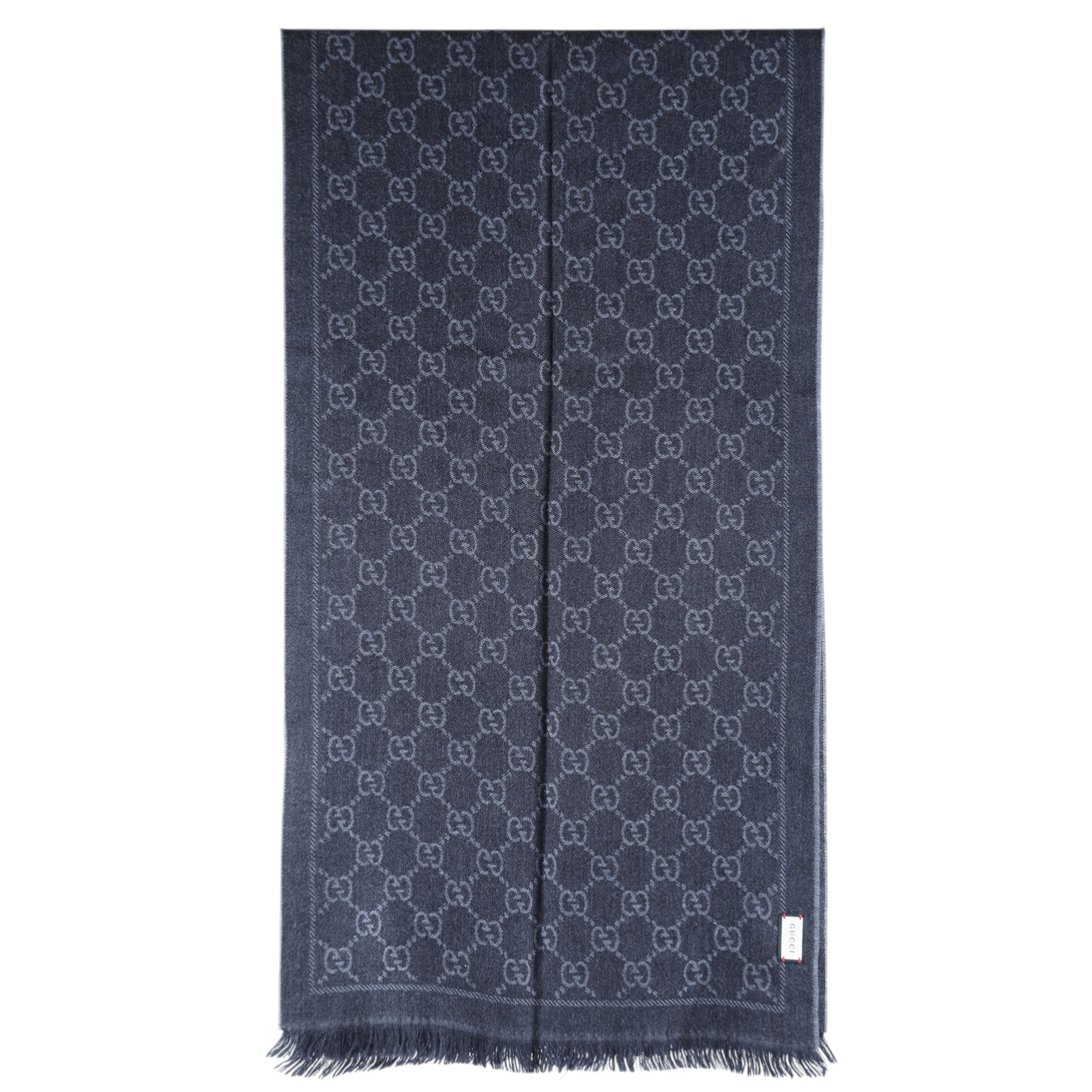 古馳 GUCCI GG 披肩 圍巾 133483 3G200 黑灰色GG圍巾 無附屬品