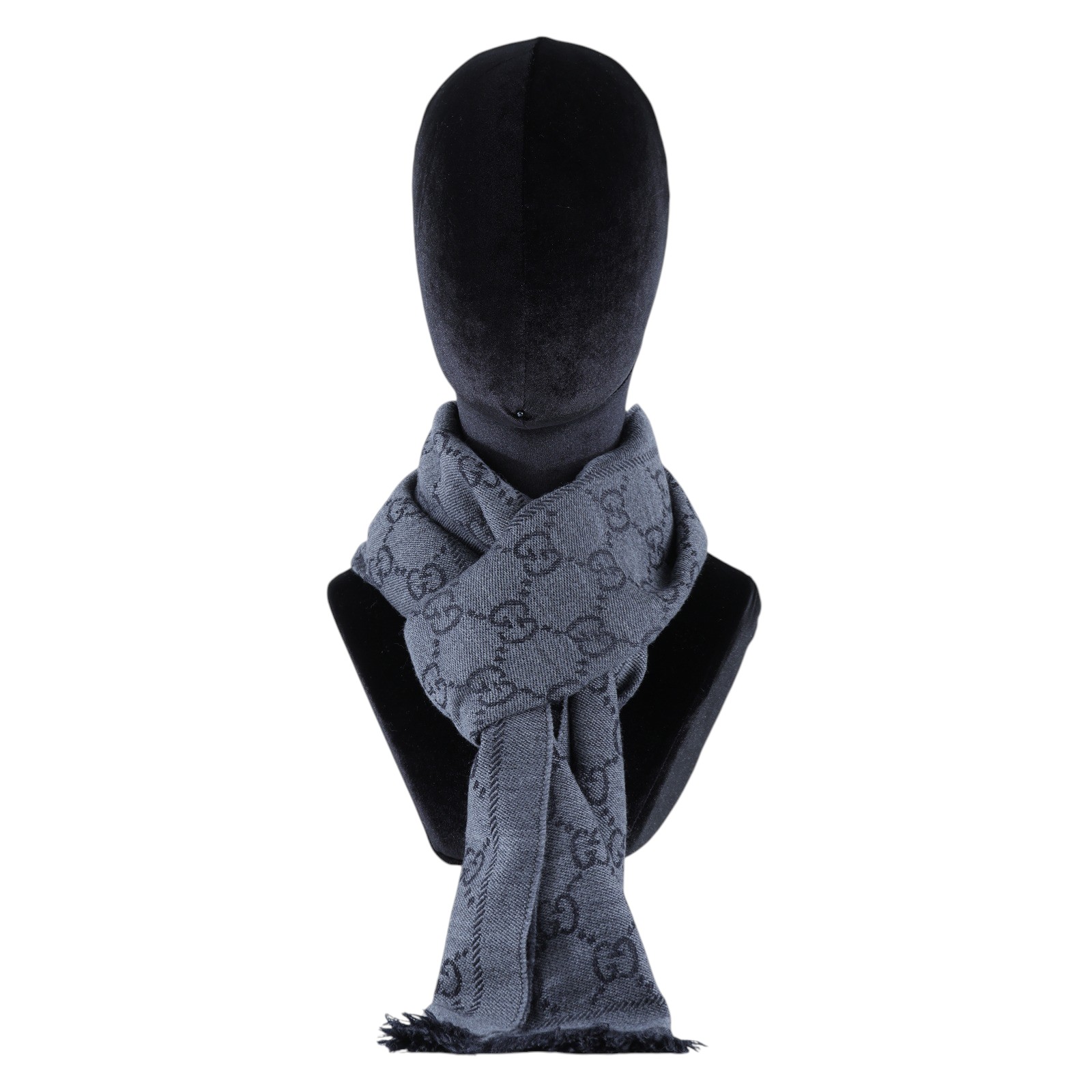 古馳 GUCCI GG 披肩 圍巾 133483 3G200 黑灰色GG圍巾 無附屬品