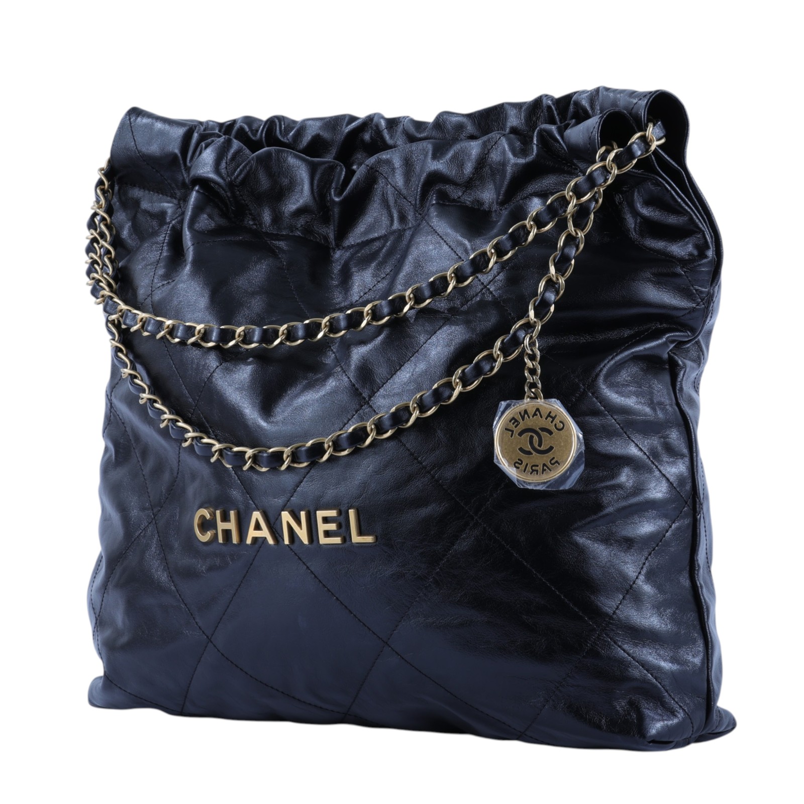 香奈兒 CHANEL 22 中型 束口包 AS3261 B19059 晶片款 黑金22包 中號 原廠盒子/防塵袋/購買證明影本/內袋