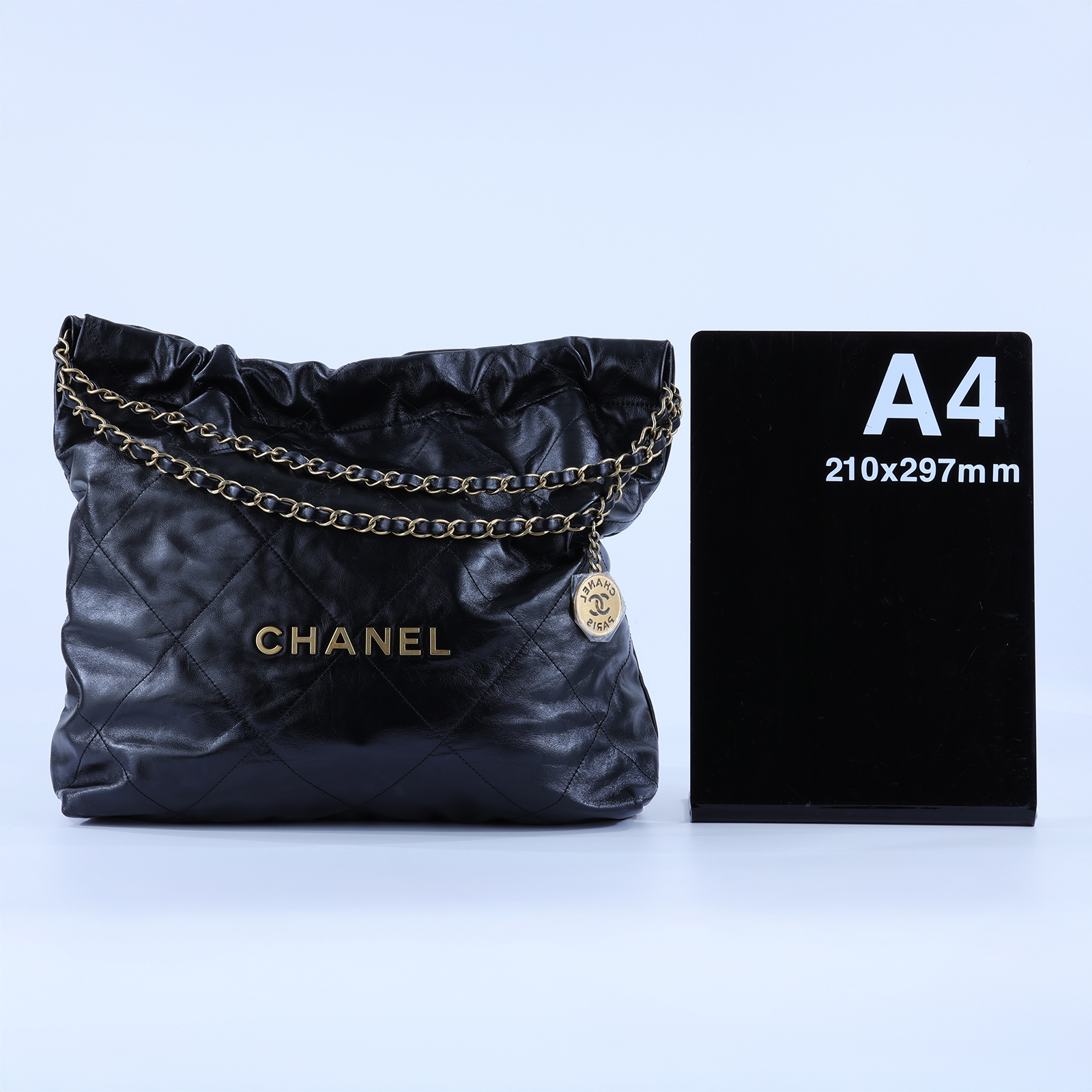 香奈兒 CHANEL 22 中型 束口包 AS3261 B19059 晶片款 黑金22包 中號 原廠盒子/防塵袋/購買證明影本/內袋