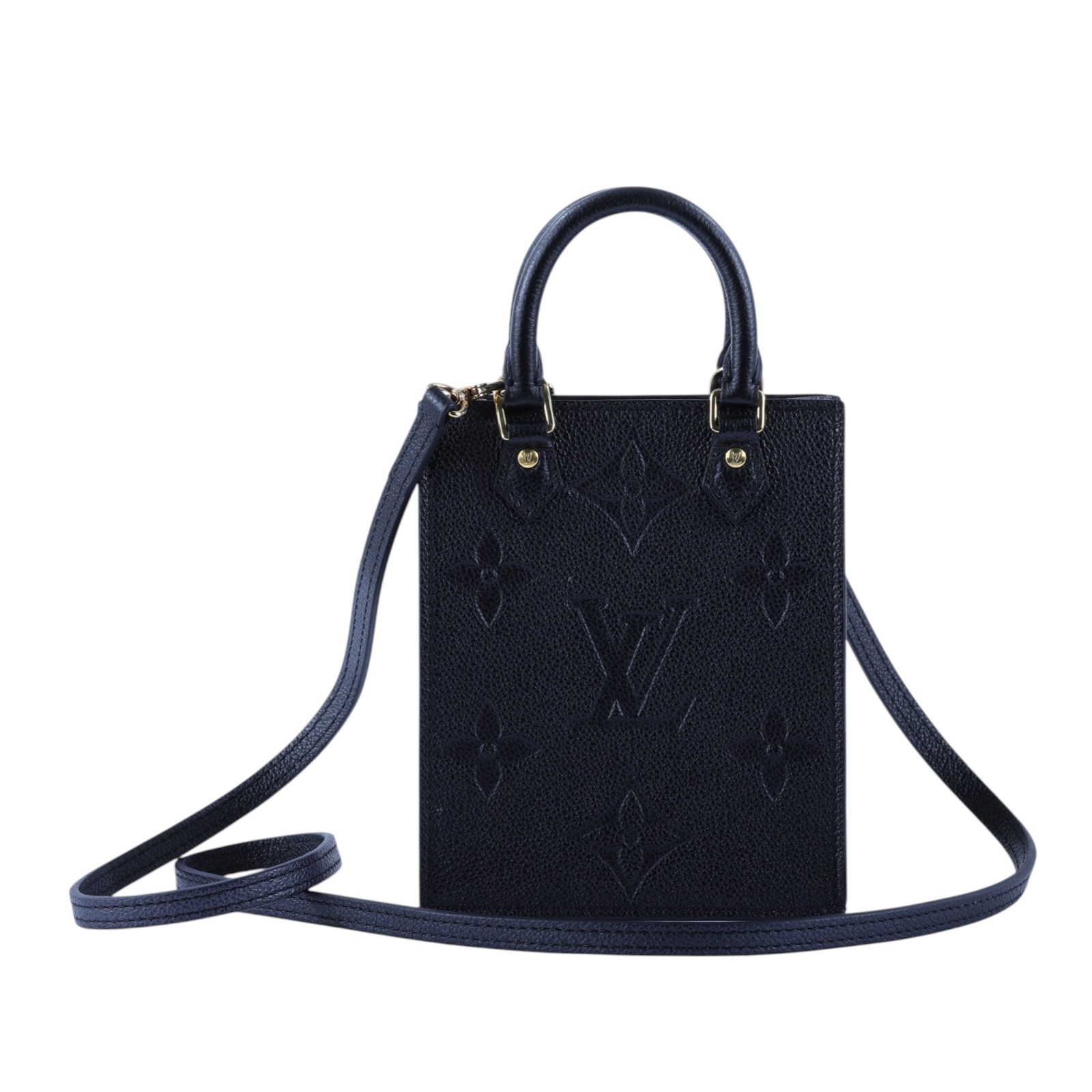 路易威登 LOUIS VUITTON Petit Sac Plat 黑色壓紋 迷你 琴譜包 M81417 晶片款 黑原花壓紋琴譜包 背帶