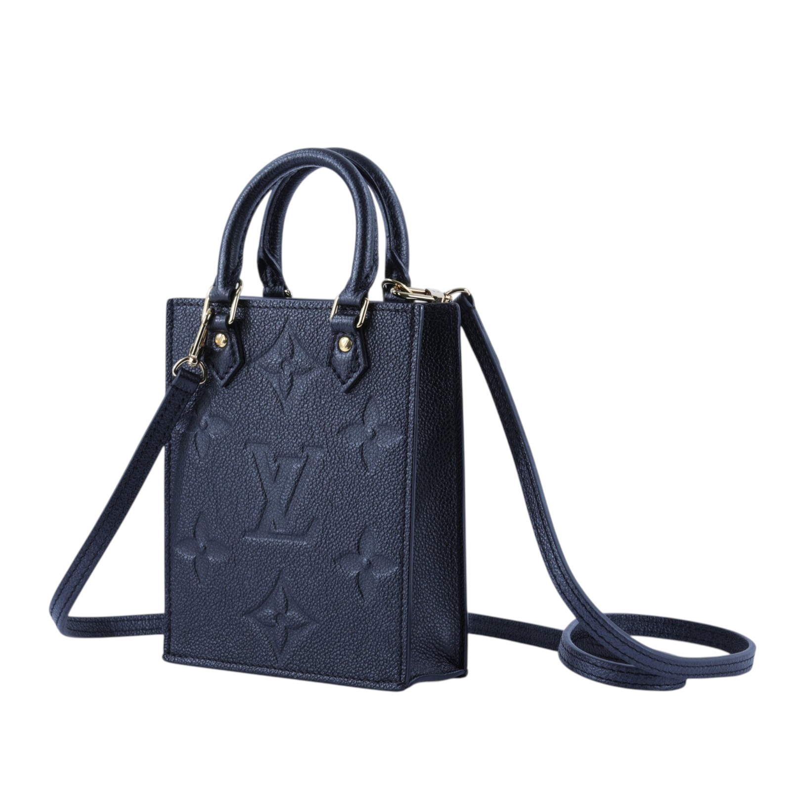 路易威登 LOUIS VUITTON Petit Sac Plat 黑色壓紋 迷你 琴譜包 M81417 晶片款 黑原花壓紋琴譜包 背帶