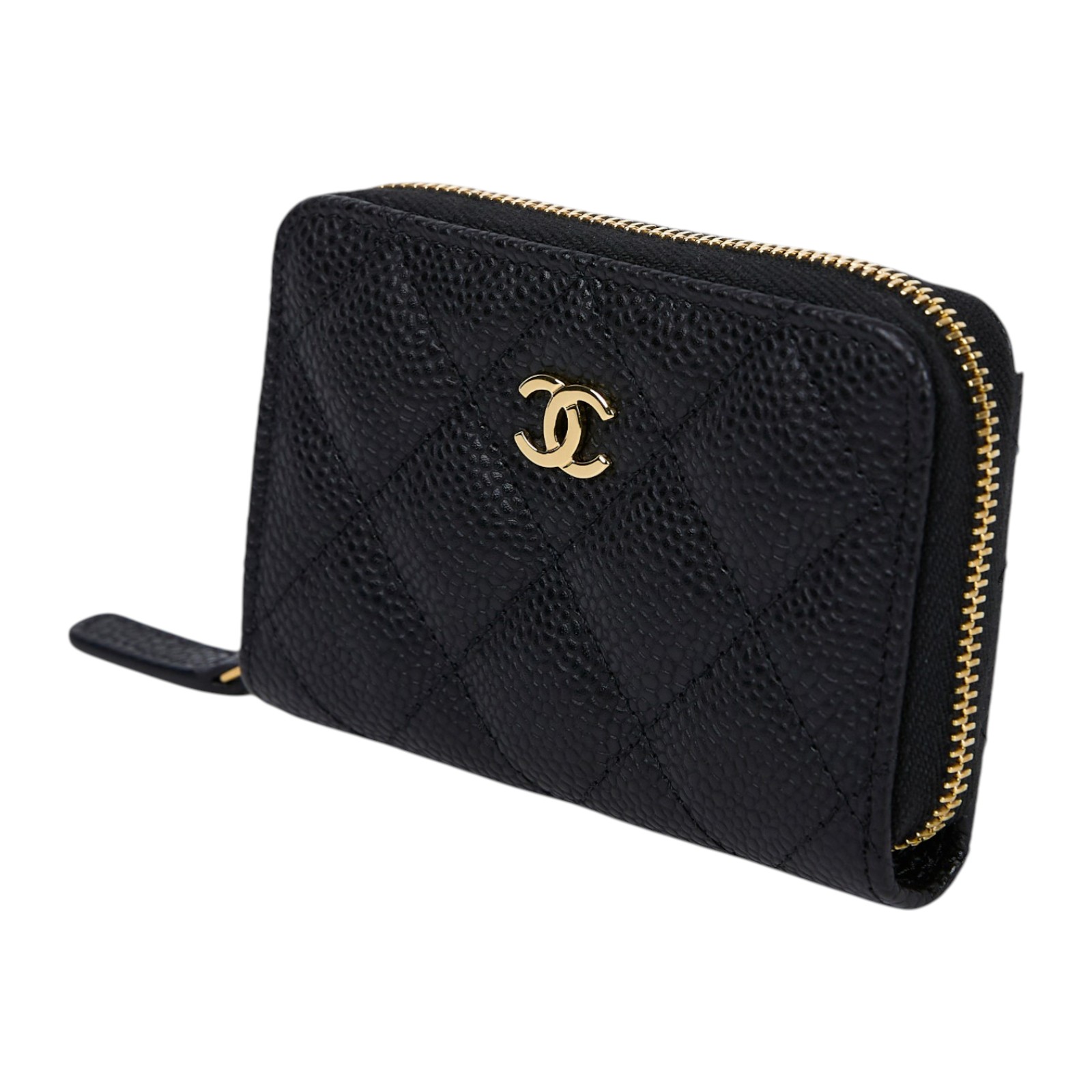 香奈兒 CHANEL 經典 拉鏈 零錢包 錢包 卡夾 AP0216 晶片款 黑荔枝拉鍊卡包 原廠盒子/防塵袋