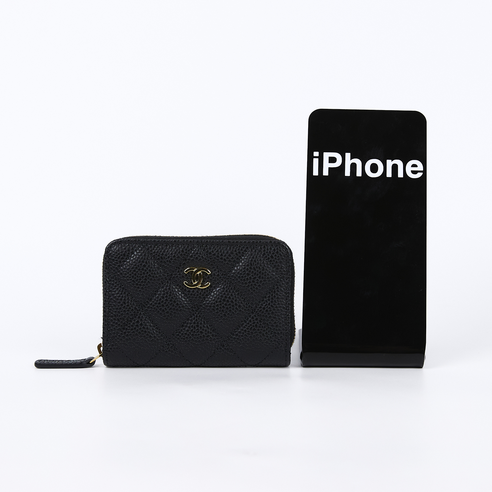 香奈兒 CHANEL 經典 拉鏈 零錢包 錢包 卡夾 AP0216 晶片款 黑荔枝拉鍊卡包 原廠盒子/防塵袋