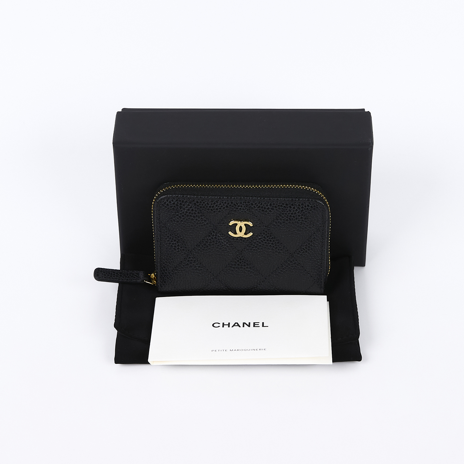 香奈兒 CHANEL 經典 拉鏈 零錢包 錢包 卡夾 AP0216 晶片款 黑荔枝拉鍊卡包 原廠盒子/防塵袋