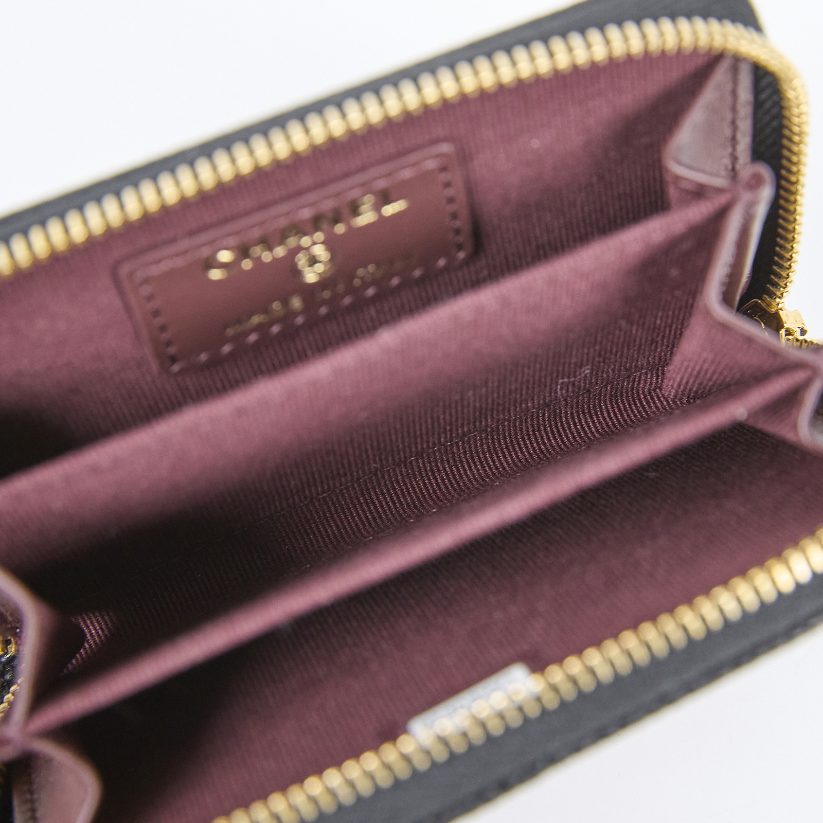 香奈兒 CHANEL 經典 拉鏈 零錢包 錢包 卡夾 AP0216 晶片款 黑荔枝拉鍊卡包 原廠盒子/防塵袋