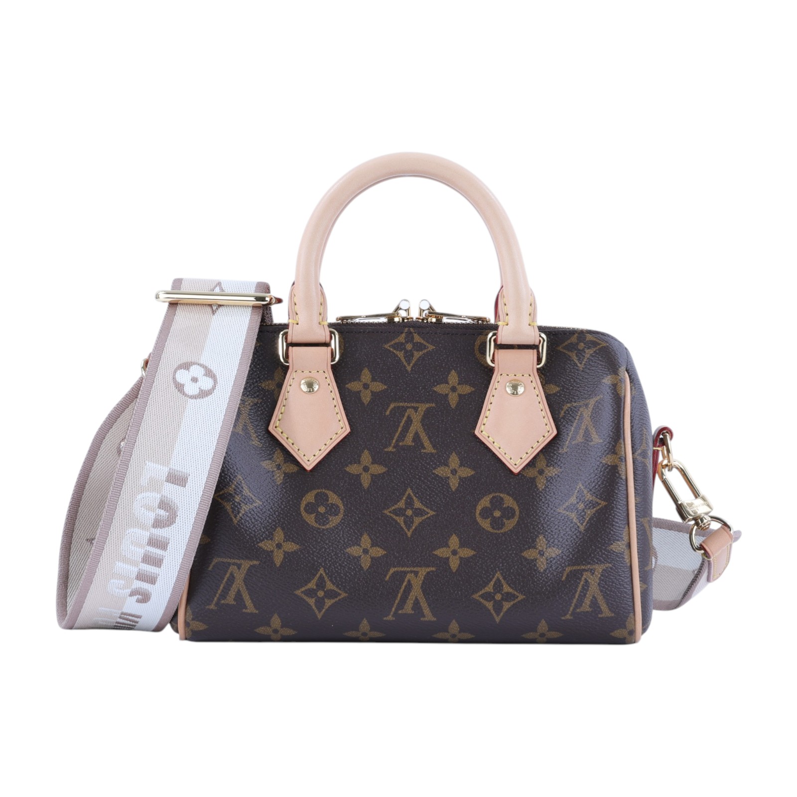 路易威登 LOUIS VUITTON Speedy Bandoulière 20 米色 帆布 手提 斜背 波士頓包 M46222 晶片款  背帶/鎖組/防塵袋