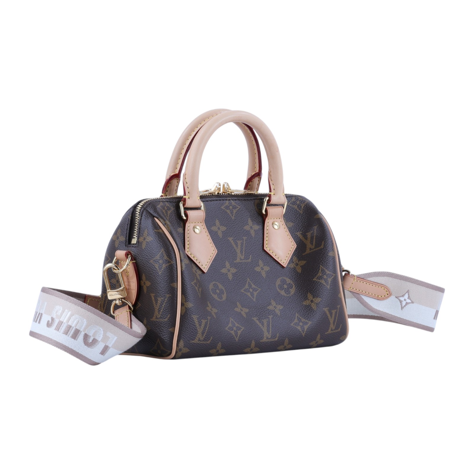 路易威登 LOUIS VUITTON Speedy Bandoulière 20 米色 帆布 手提 斜背 波士頓包 M46222 晶片款  背帶/鎖組/防塵袋