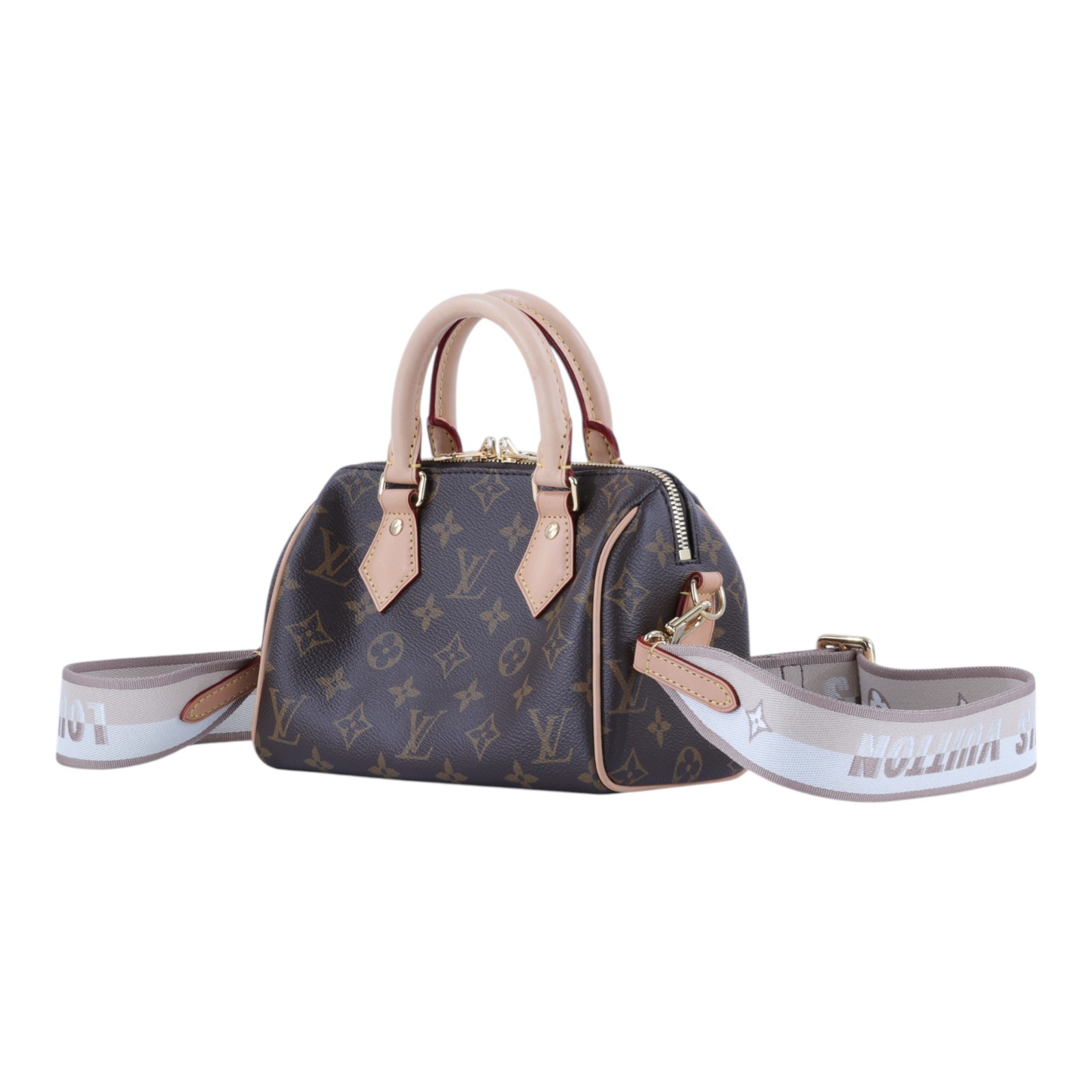 路易威登 LOUIS VUITTON Speedy Bandoulière 20 米色 帆布 手提 斜背 波士頓包 M46222 晶片款  背帶/鎖組/防塵袋