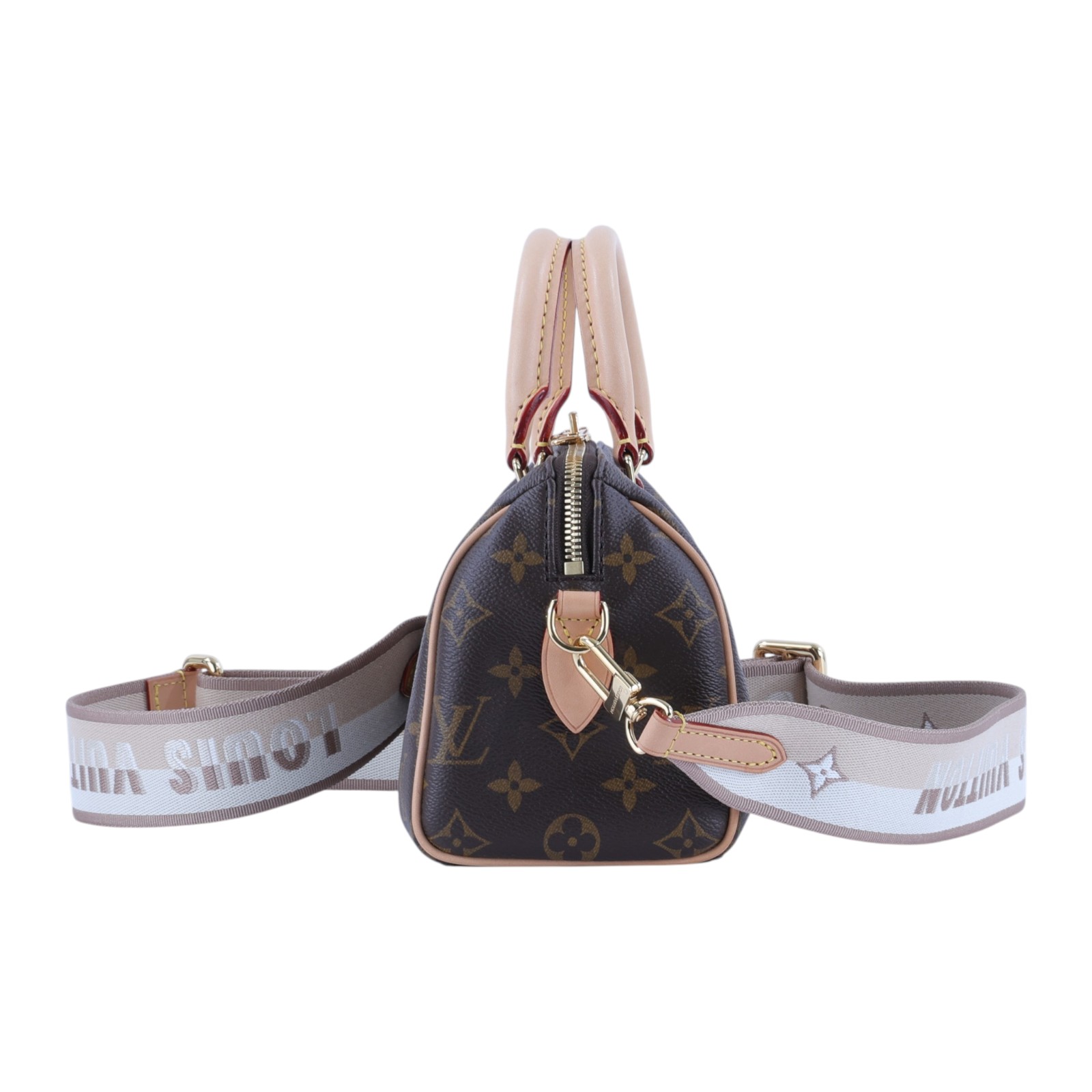 路易威登 LOUIS VUITTON Speedy Bandoulière 20 米色 帆布 手提 斜背 波士頓包 M46222 晶片款  背帶/鎖組/防塵袋