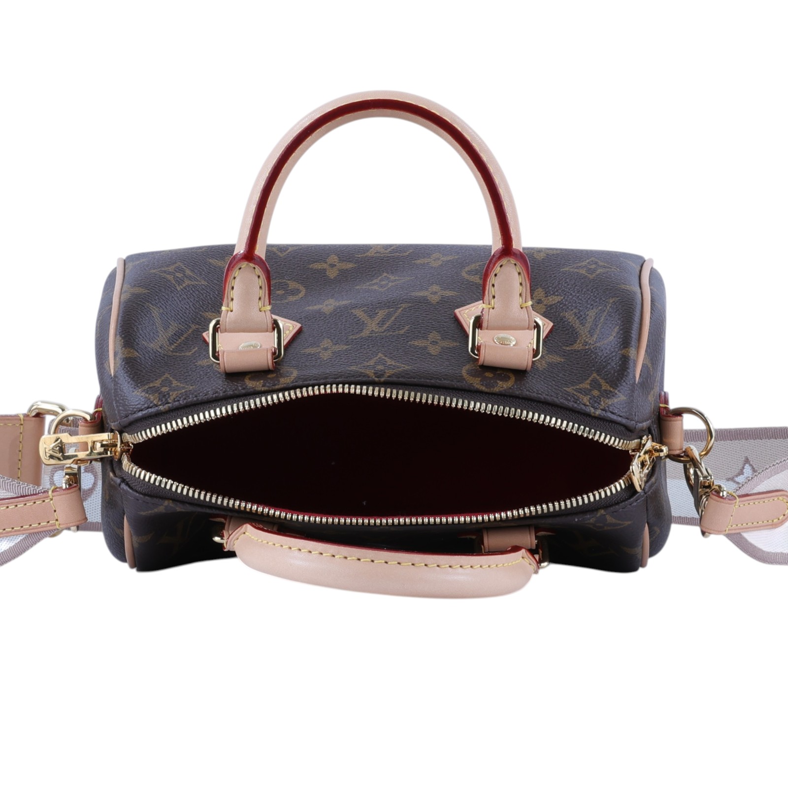 路易威登 LOUIS VUITTON Speedy Bandoulière 20 米色 帆布 手提 斜背 波士頓包 M46222 晶片款  背帶/鎖組/防塵袋