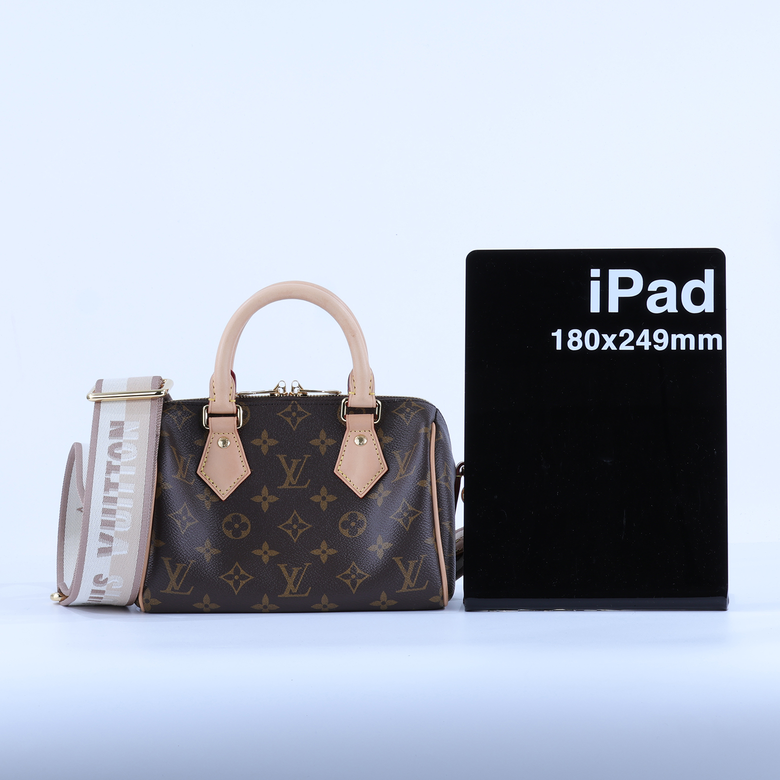 路易威登 LOUIS VUITTON Speedy Bandoulière 20 米色 帆布 手提 斜背 波士頓包 M46222 晶片款  背帶/鎖組/防塵袋