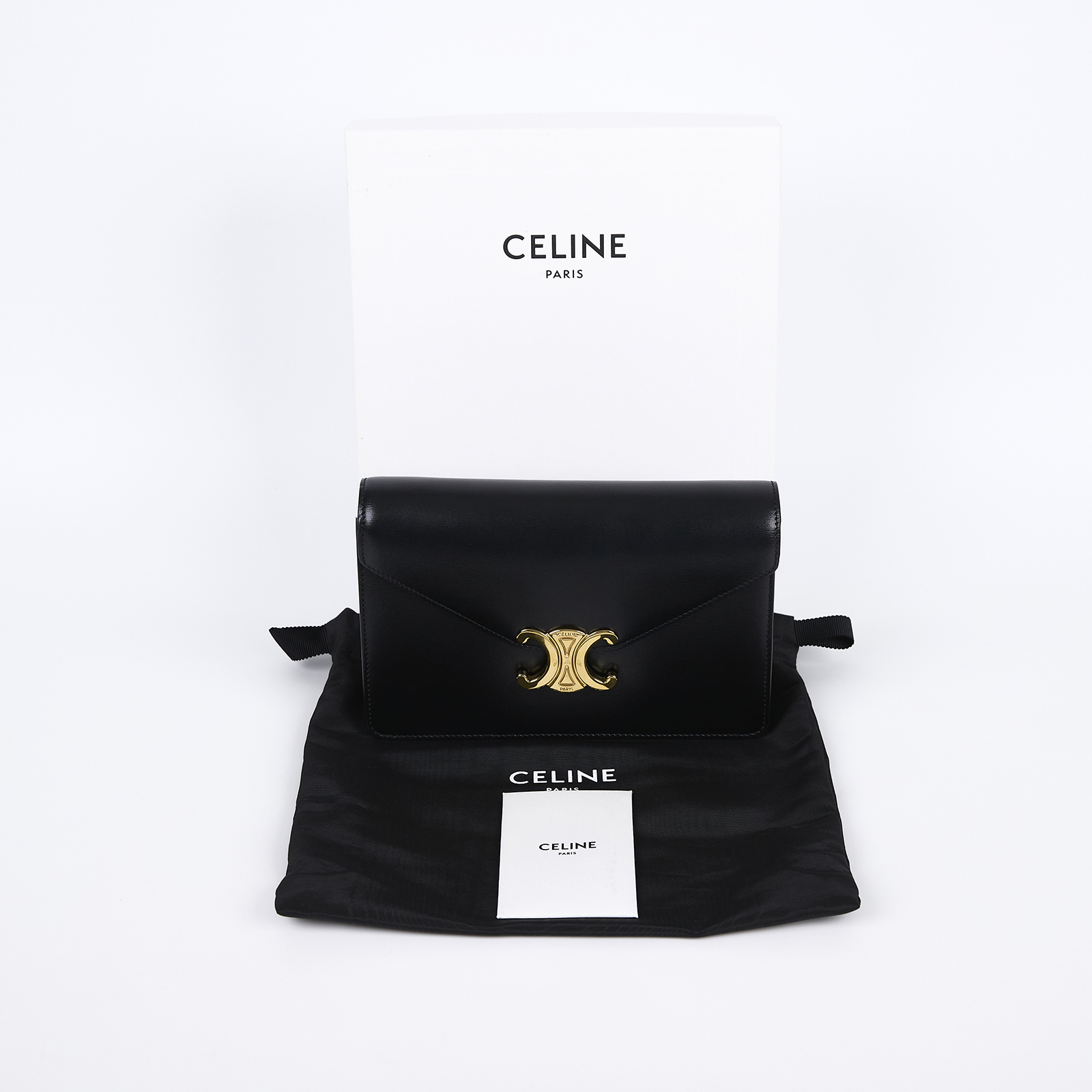 思琳 CELINE Margo 飾鍊錢包 10L033DPV 黑金MARGO WOC 原廠盒子/防塵袋