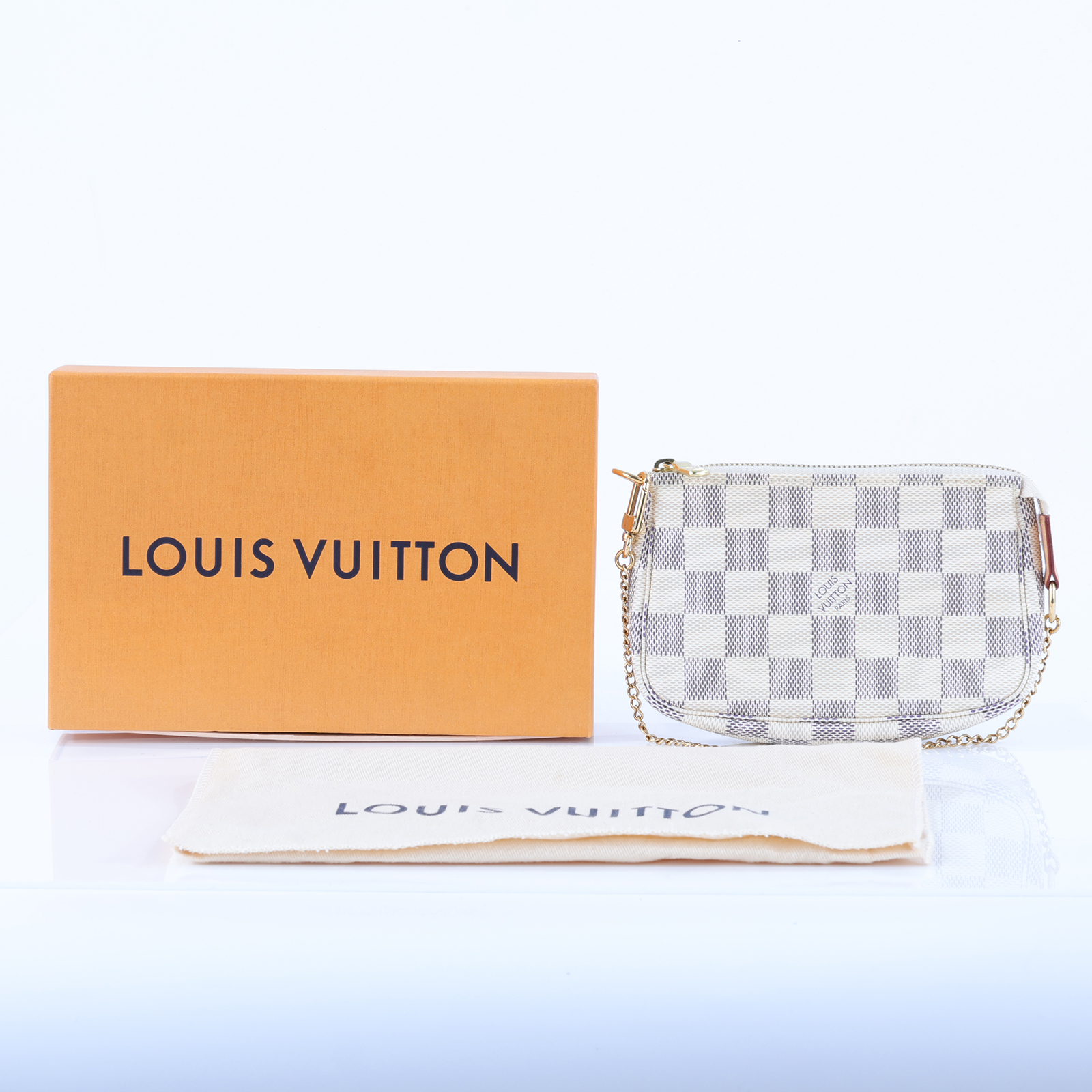 路易威登 LOUIS VUITTON Pochette Accessoires 手提包 麻將包 手拿包 腋下包 N58010 白棋盤迷你麻將包 原廠盒子/防塵袋