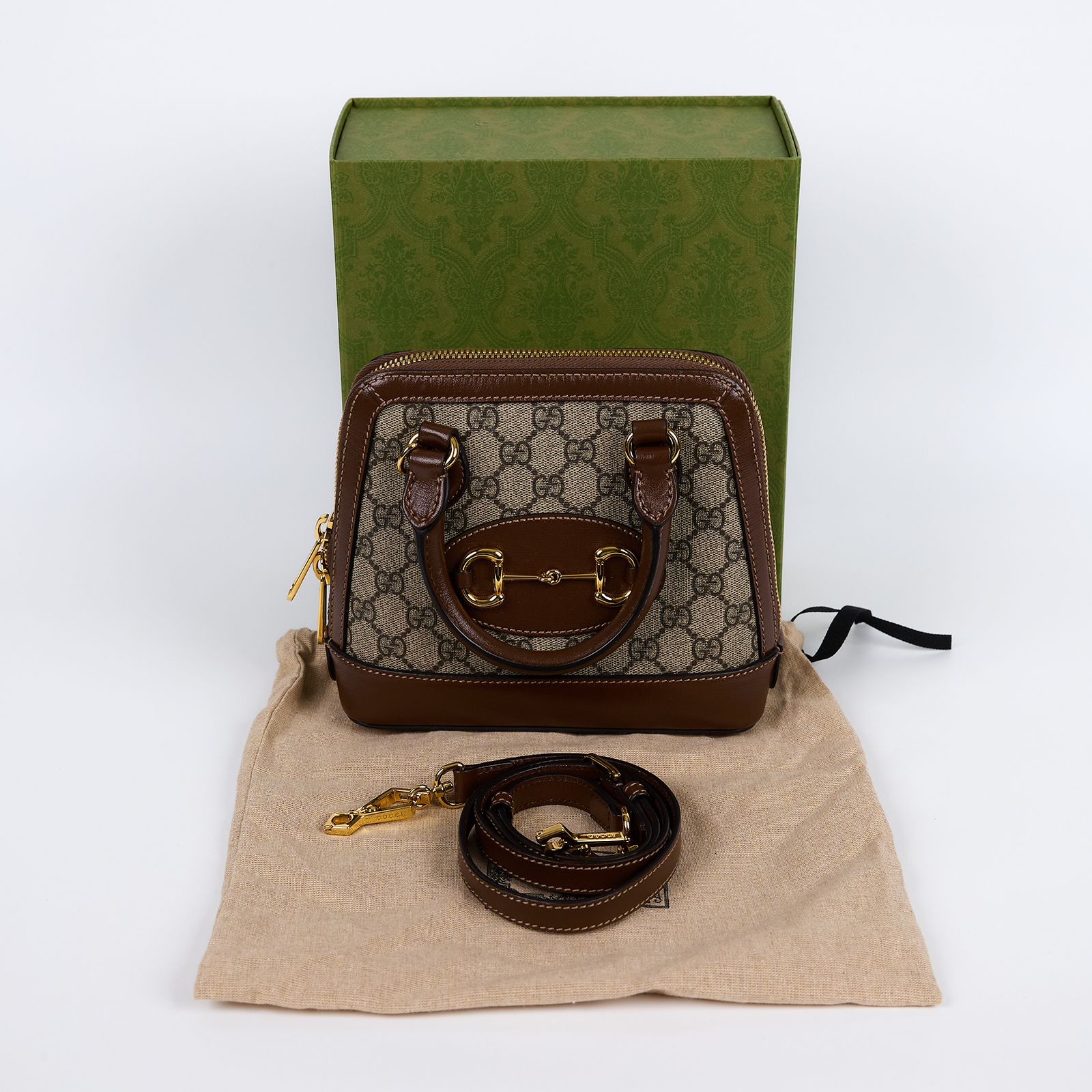 古馳 GUCCI Horsebit 1955 迷你 貝殼包 640716 92TCG 棕Horsebit 1955 肩背包 原廠盒子/防塵袋