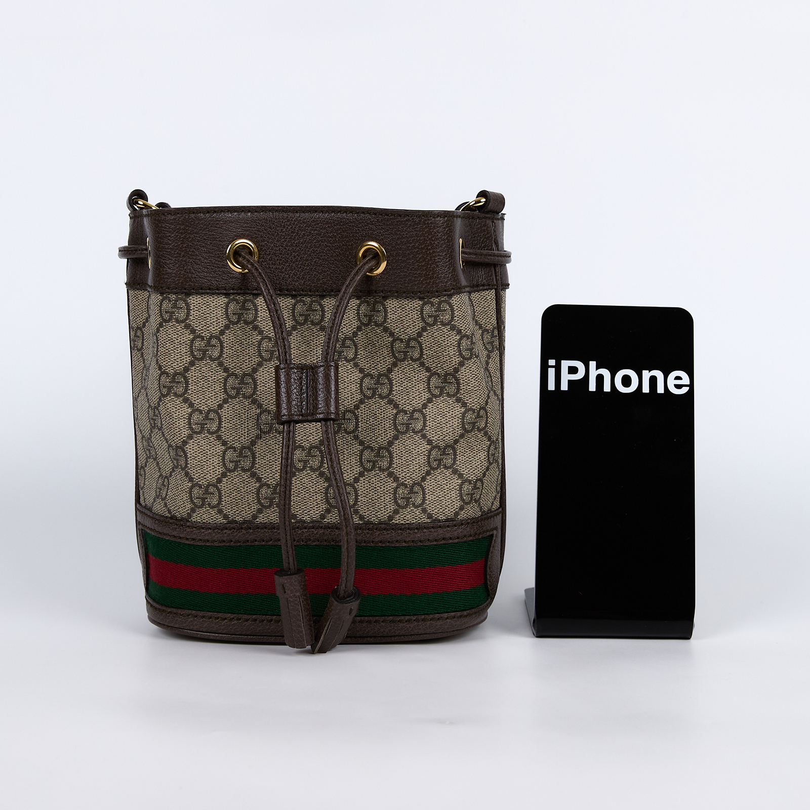 古馳 GUCCI Ophidia GG 迷你 水桶袋 米色 烏木色 550620 96I3B 棕GG紋OPHIDIA水桶包 原廠盒子/防塵袋