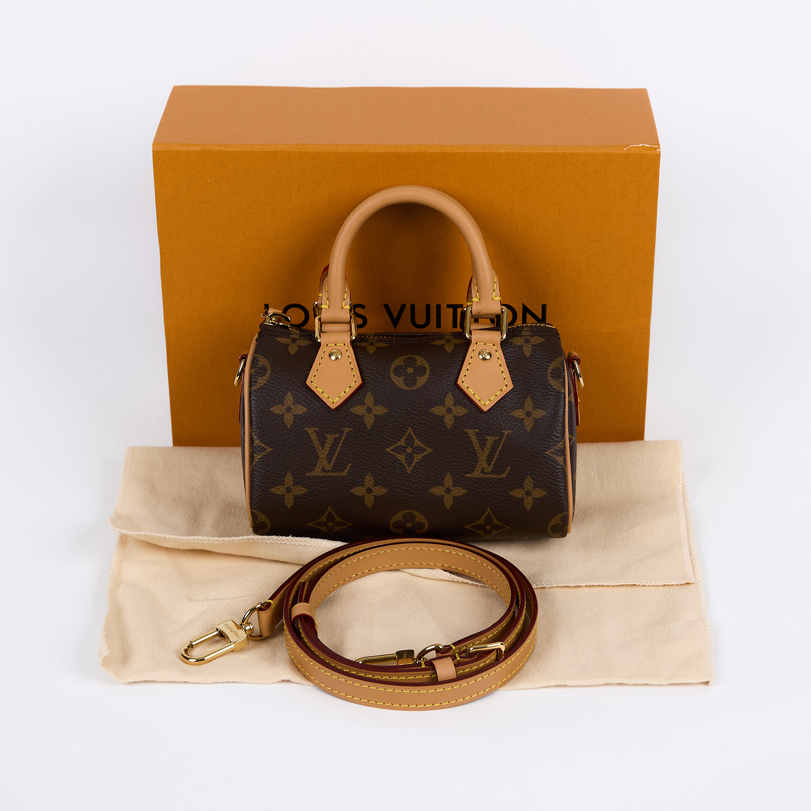 路易威登 LOUIS VUITTON Nano Speedy 原花 手提 肩背包 M81085 原花NANO SPEEDY 原廠盒子/防塵袋